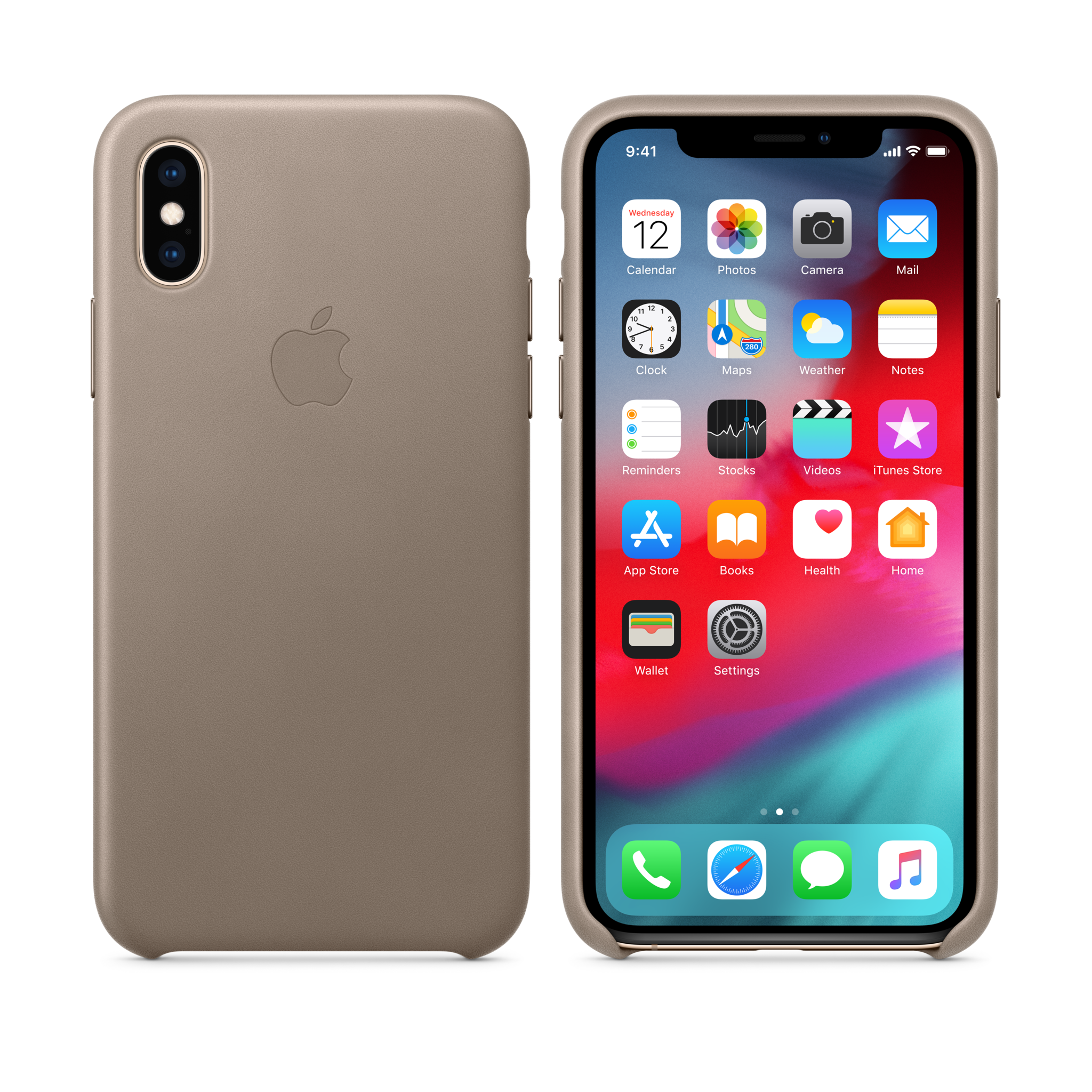 iPhone XS Leather Case — Taupe