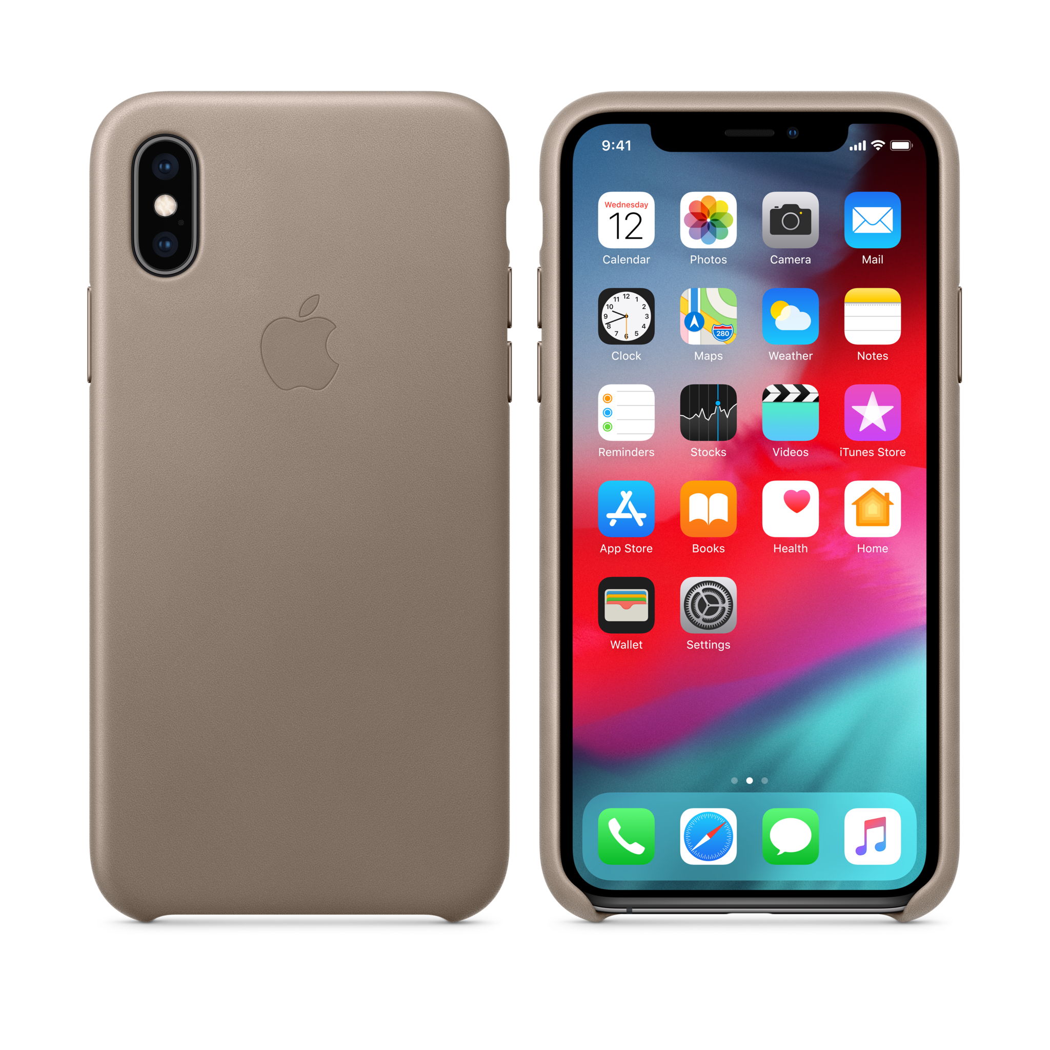 iPhone XS Leather Case — Taupe