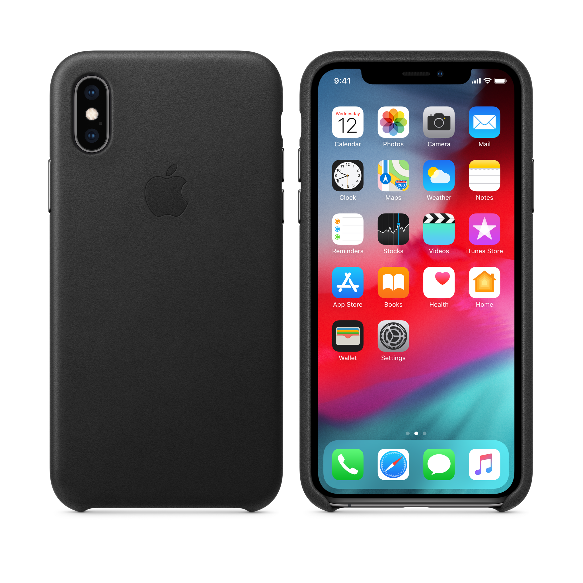 iPhone XS Leather Case — Black