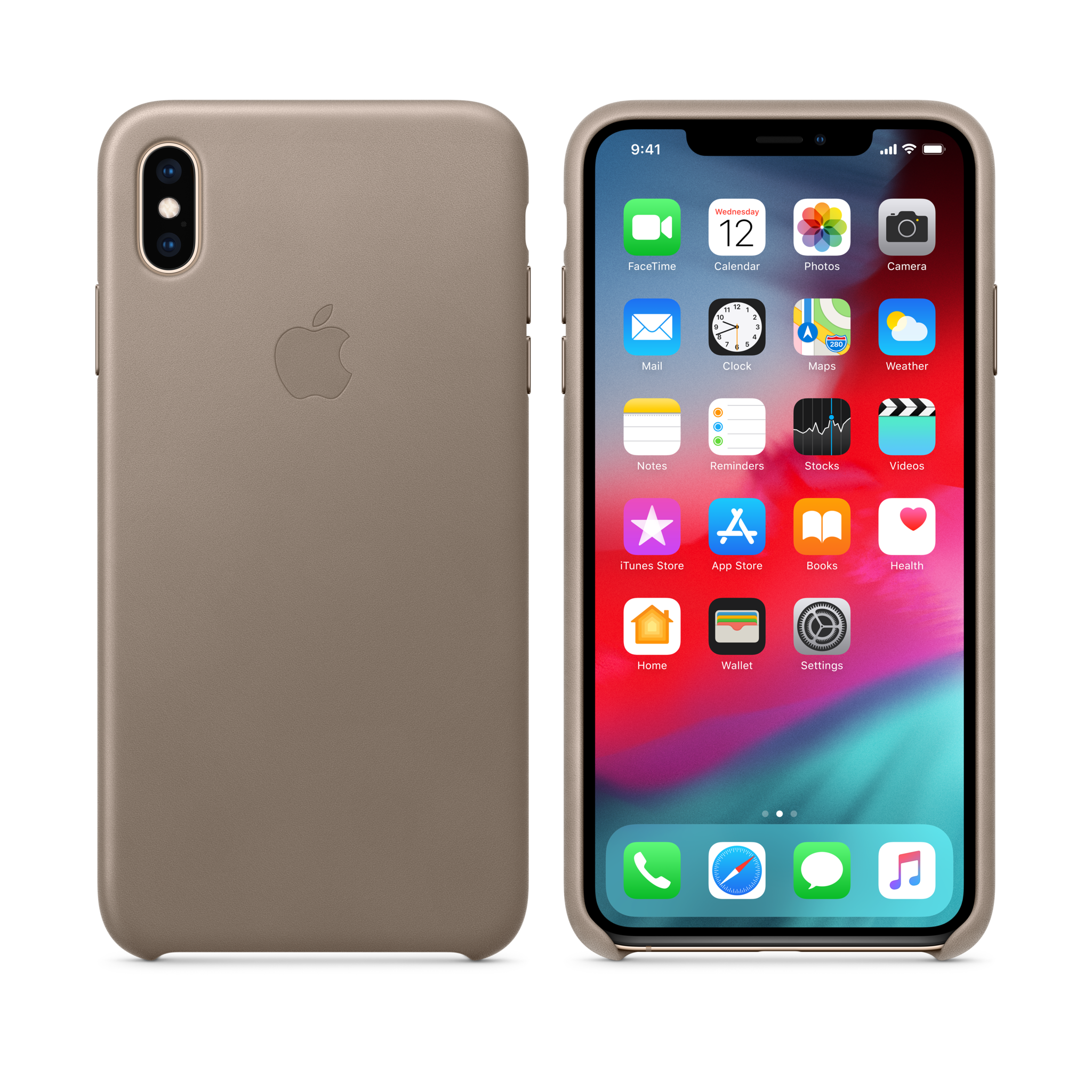 iPhone XS Max Leather Case — Taupe