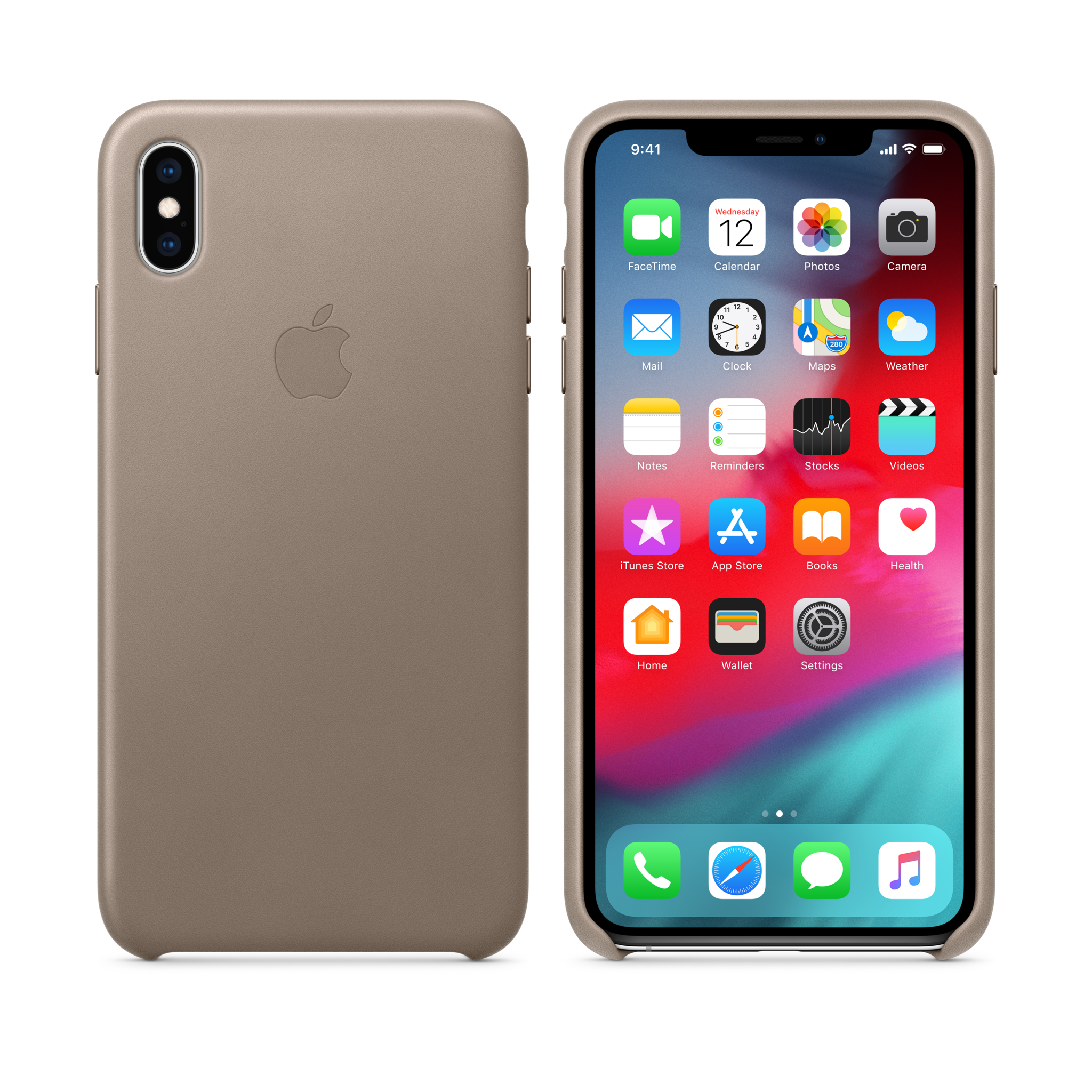 iPhone XS Max Leather Case — Taupe