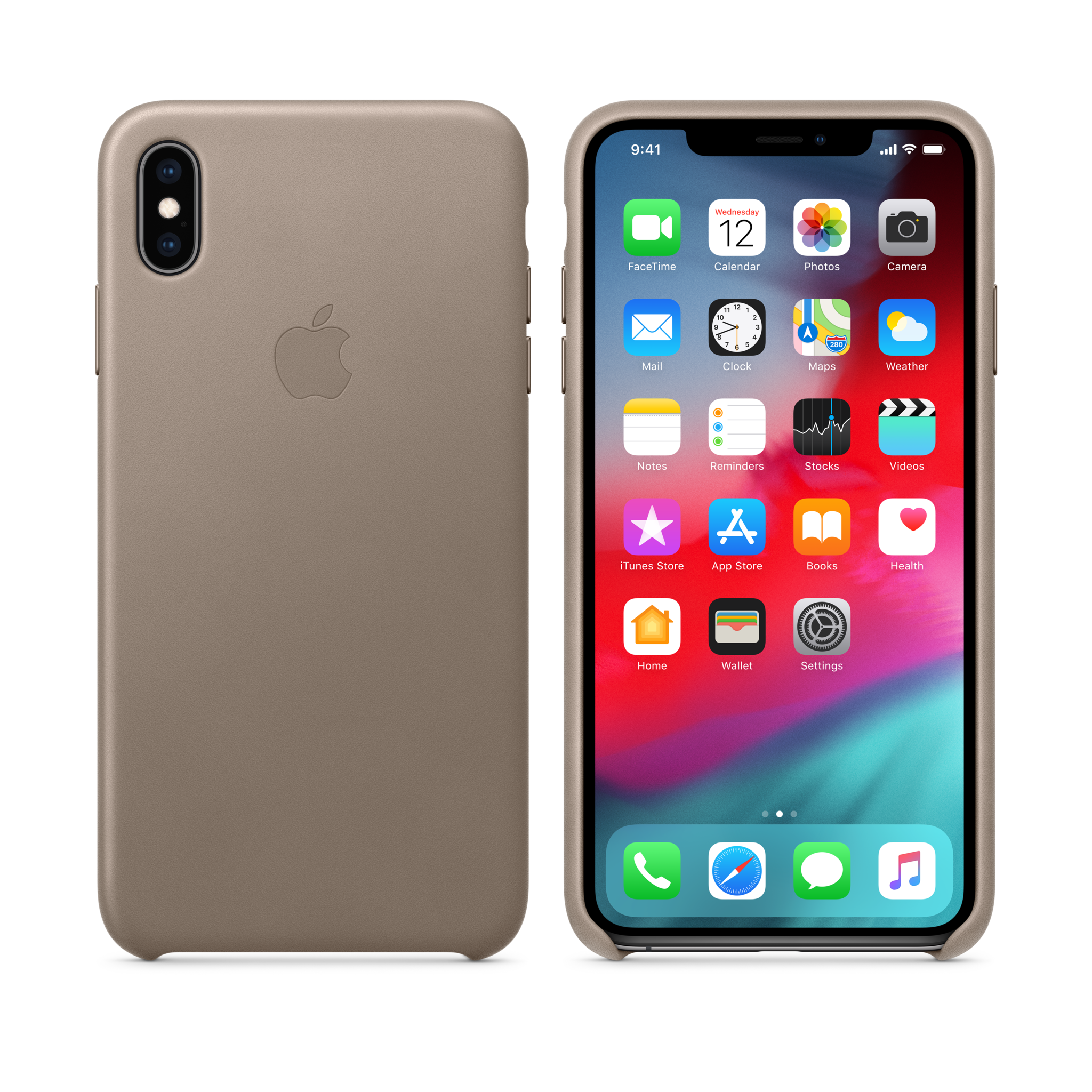 iPhone XS Max Leather Case — Taupe