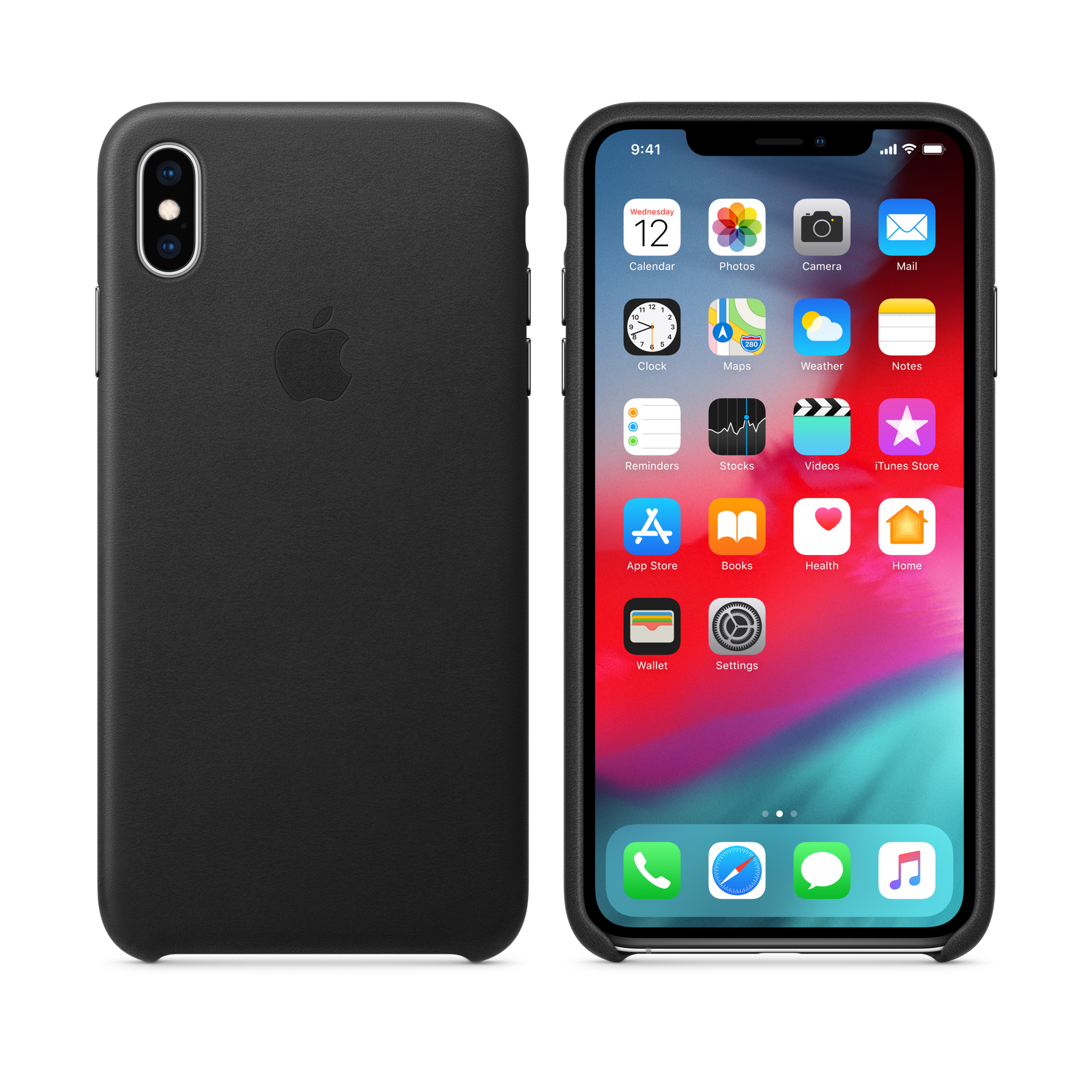 iPhone XS Max Leather Case — Black