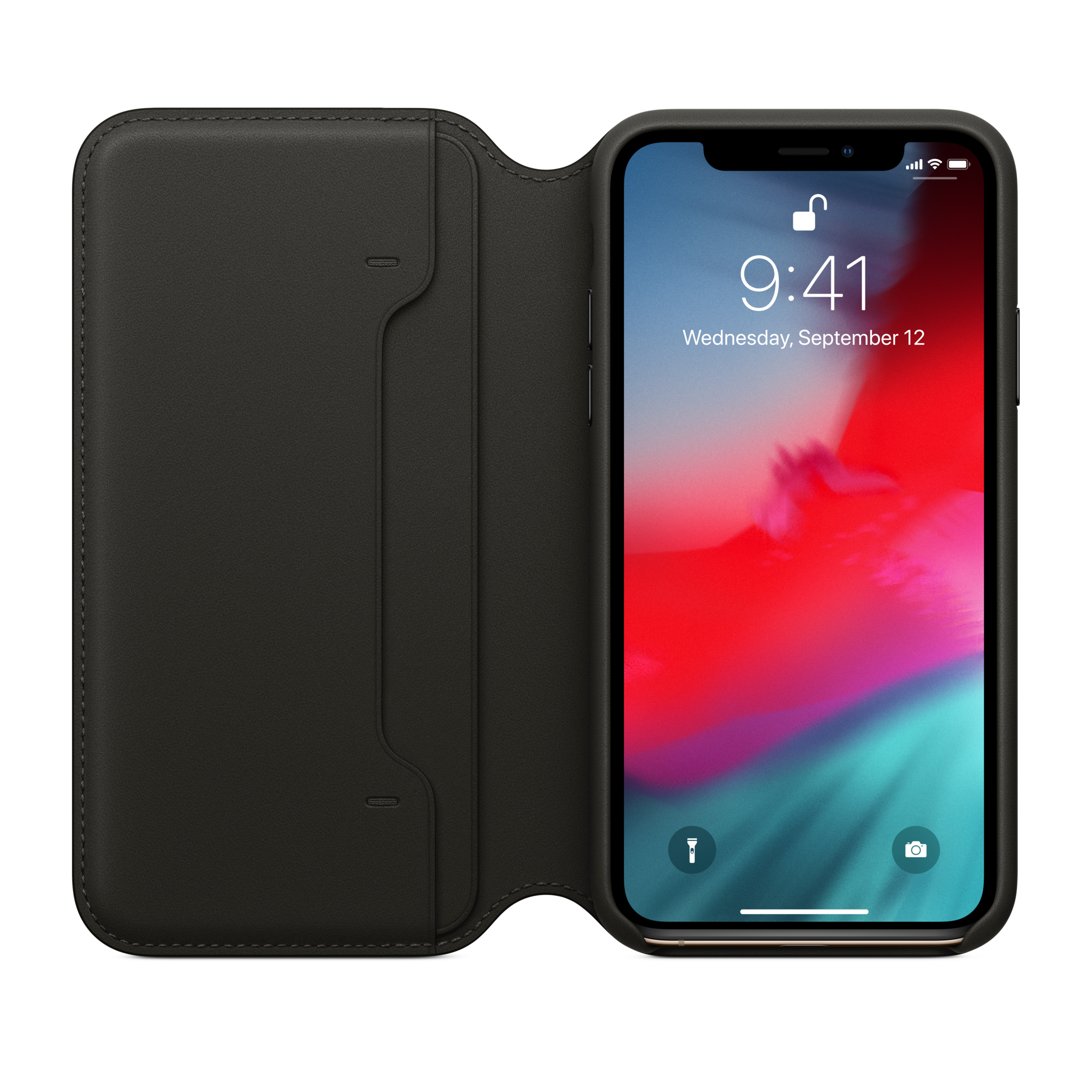 iPhone XS Leather Folio — Black