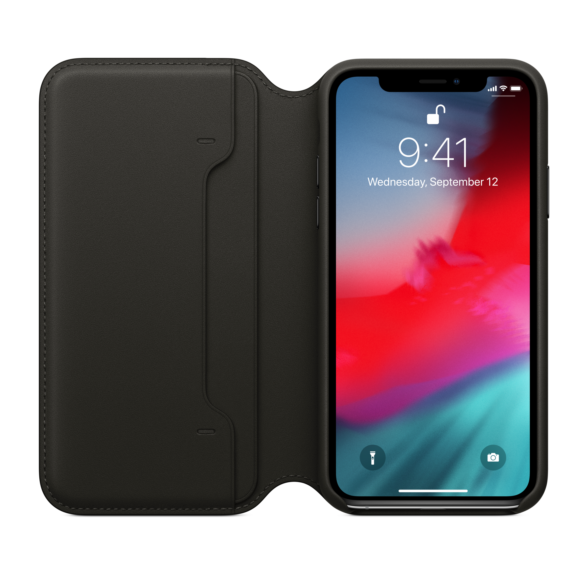 iPhone XS Leather Folio — Black