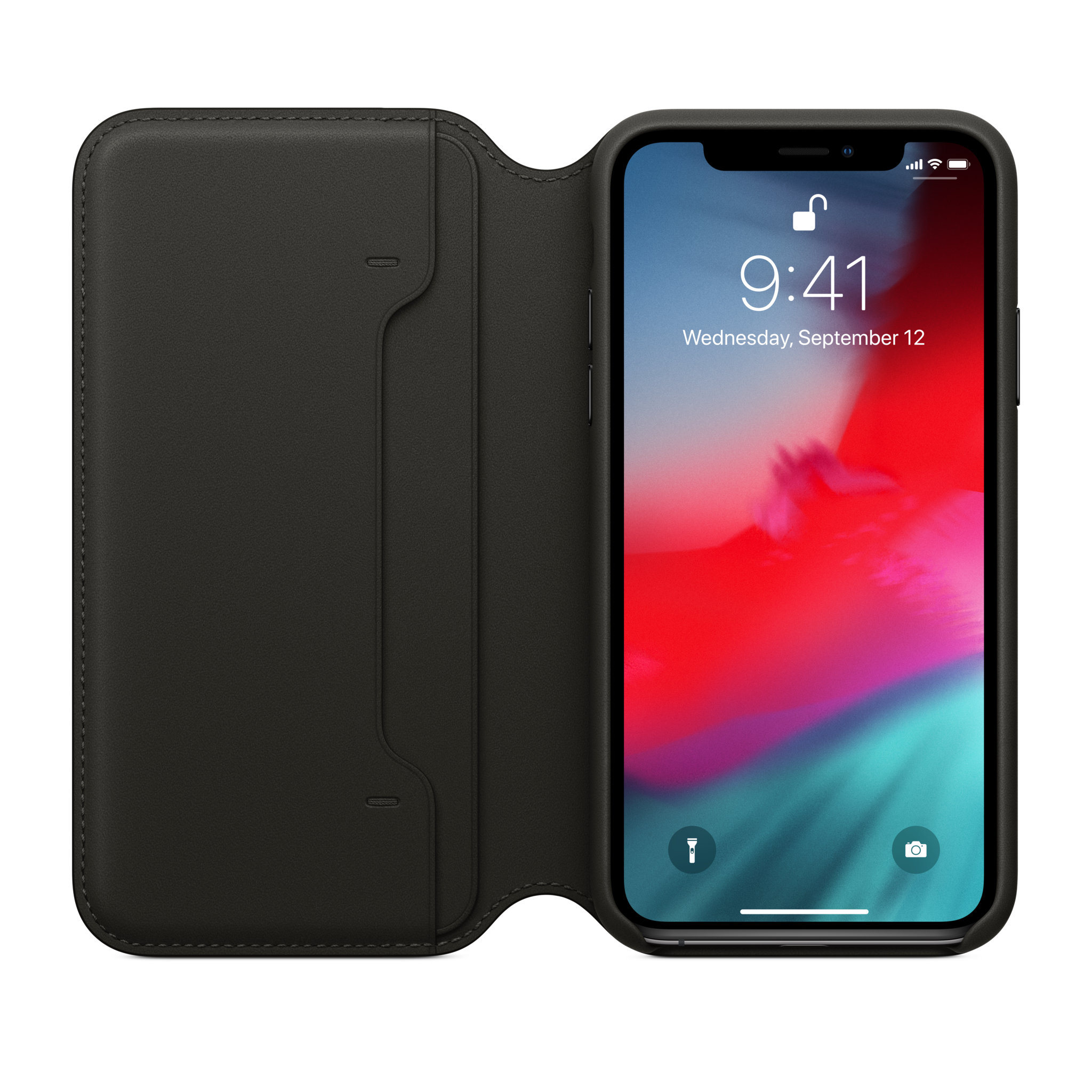iPhone XS Leather Folio — Black