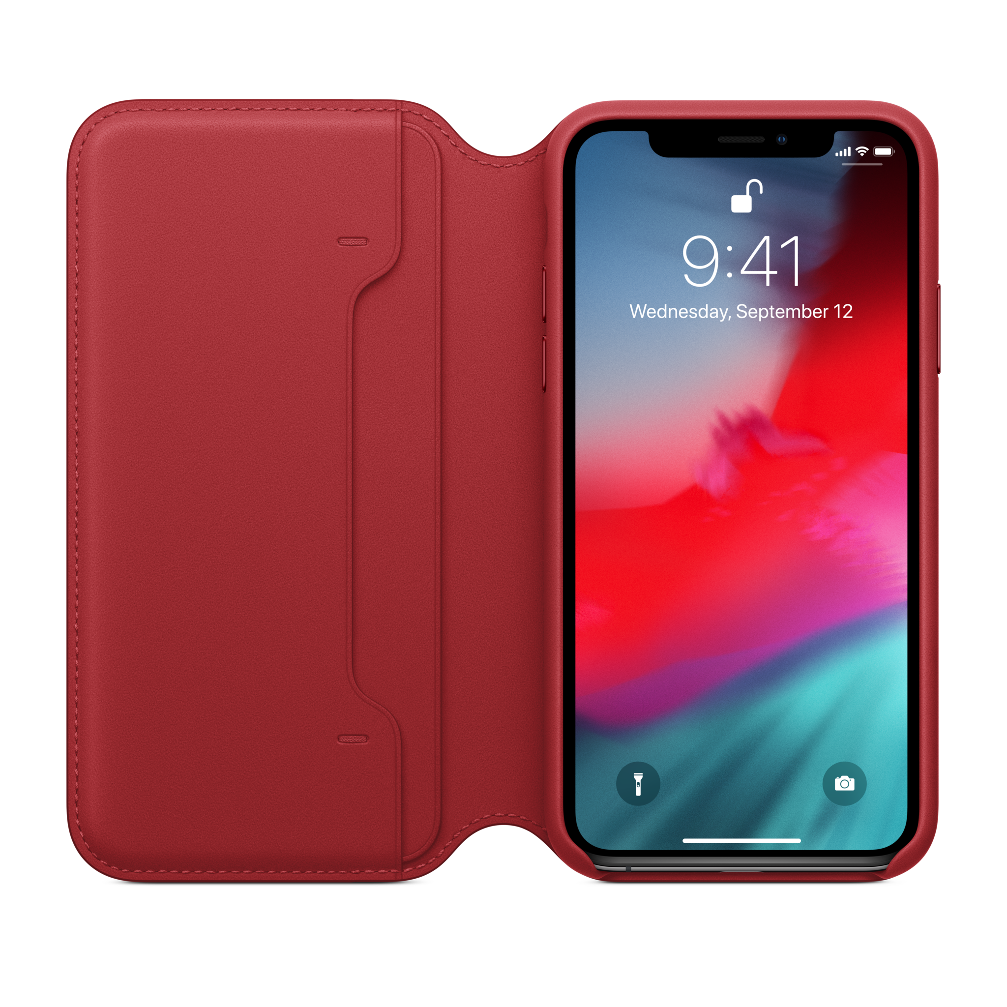 iPhone XS Leather Folio — PRODUCT(RED)