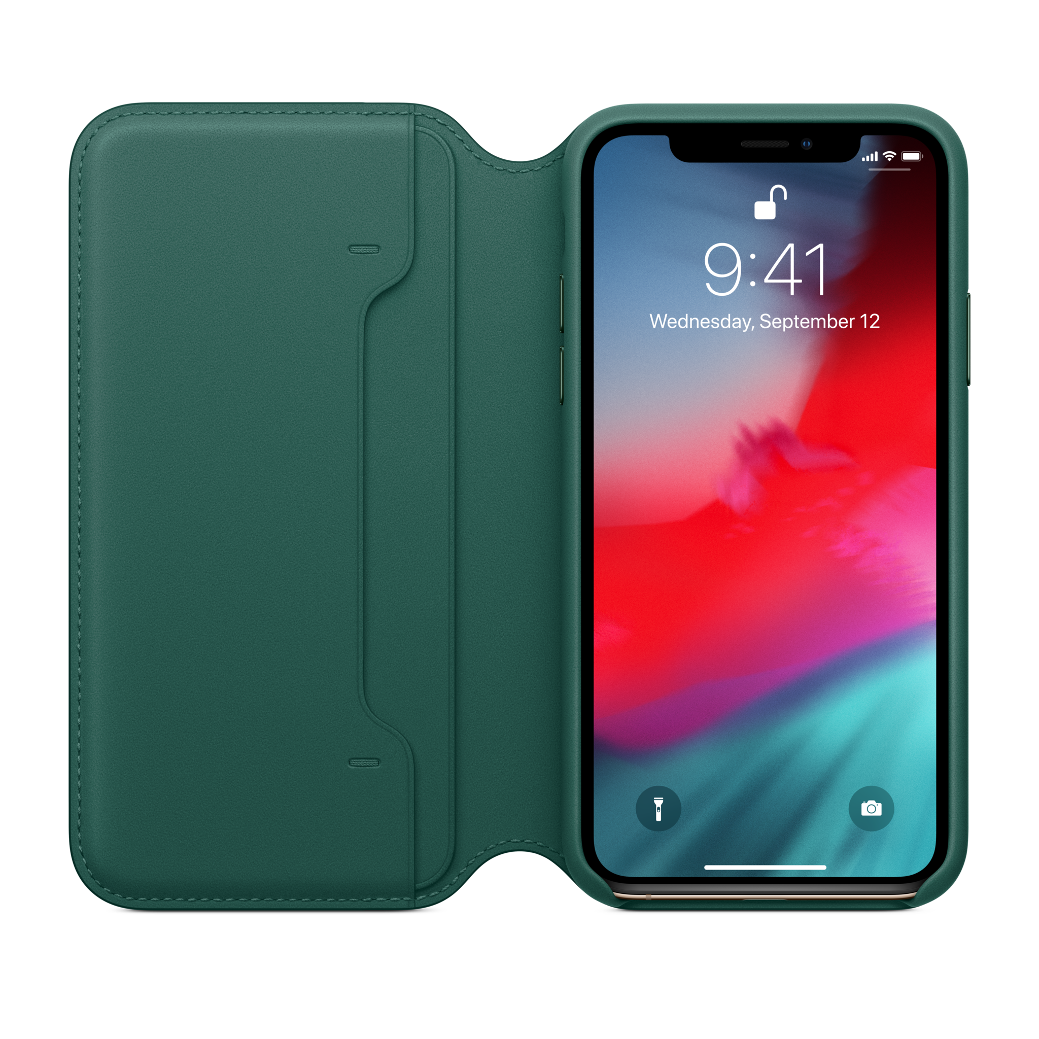 iPhone XS Leather Folio — Forest Green