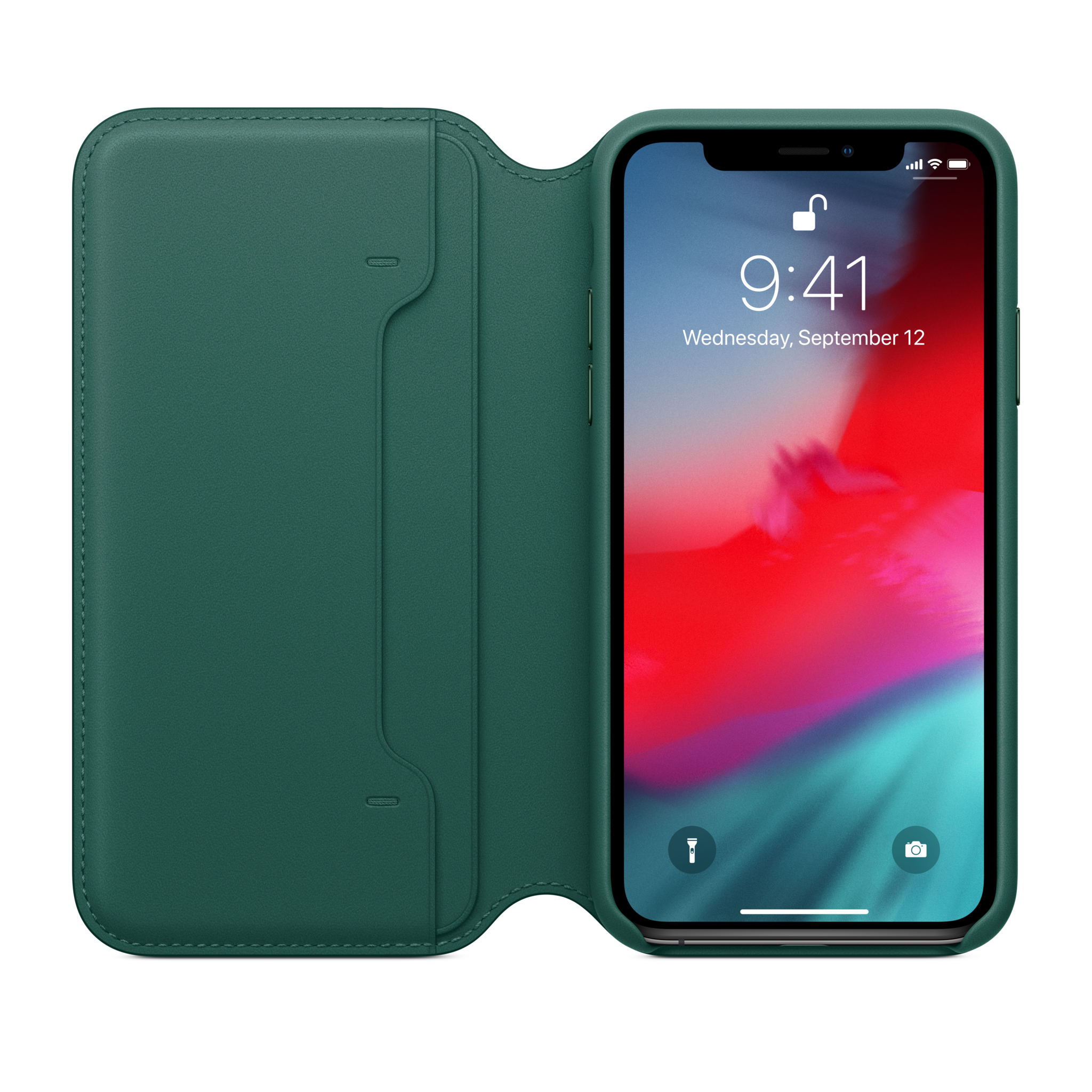 iPhone XS Leather Folio — Forest Green