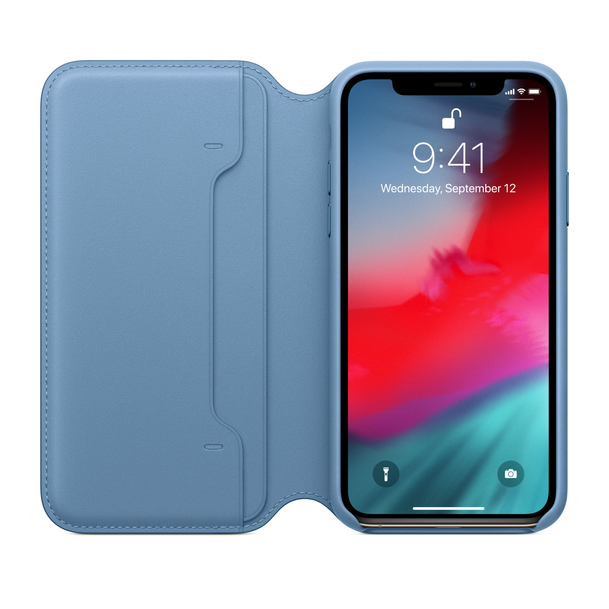 iPhone XS Leather Folio — Cape Cod Blue