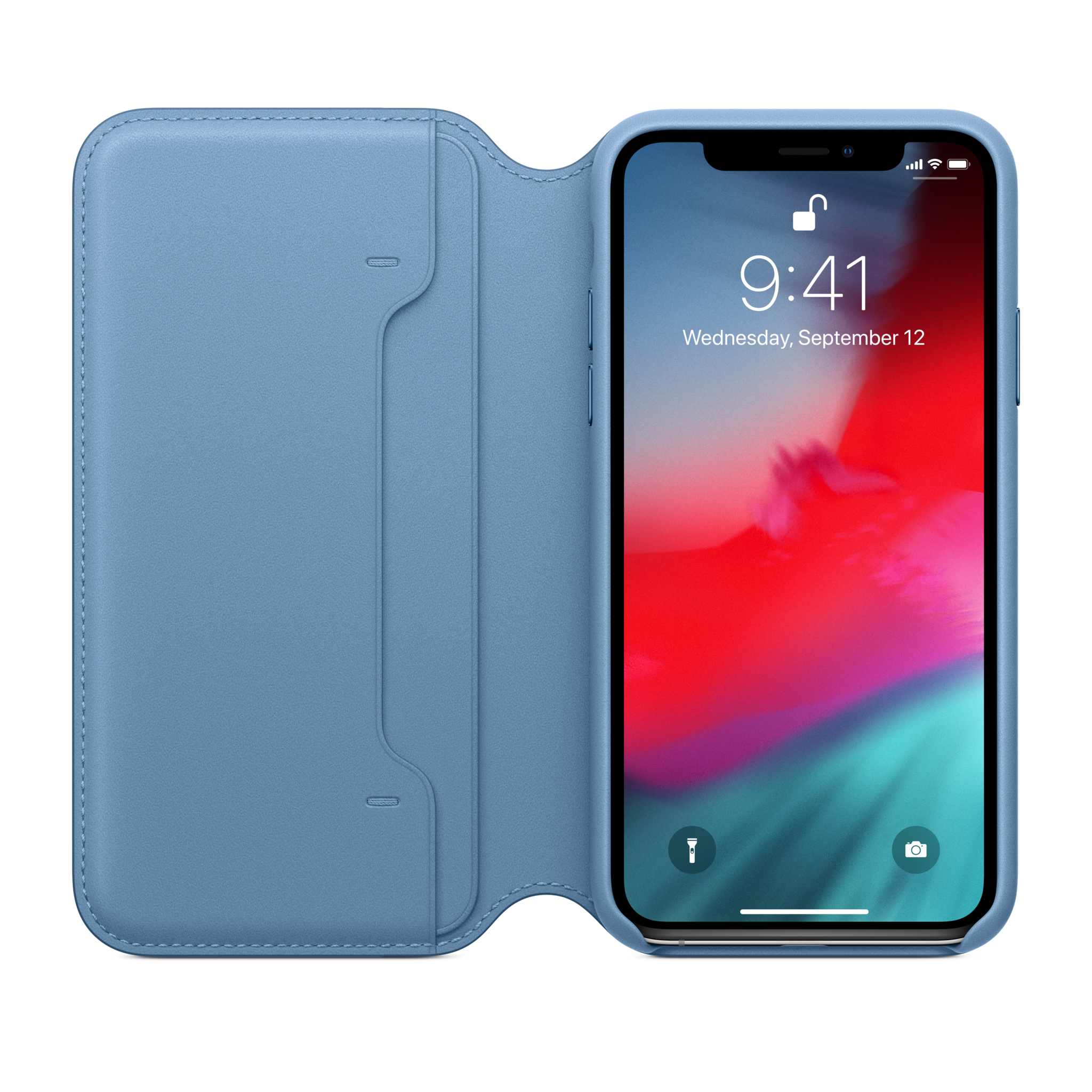 iPhone XS Leather Folio — Cape Cod Blue