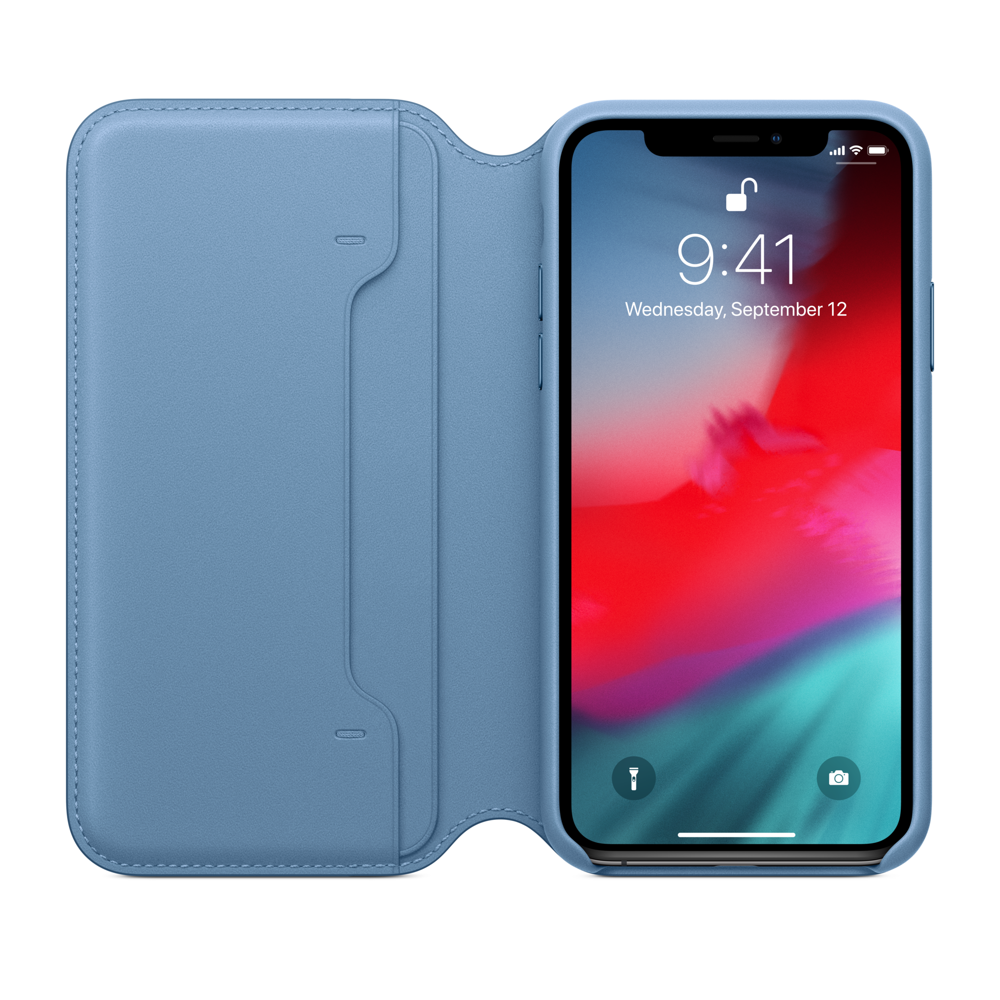 iPhone XS Leather Folio — Cape Cod Blue