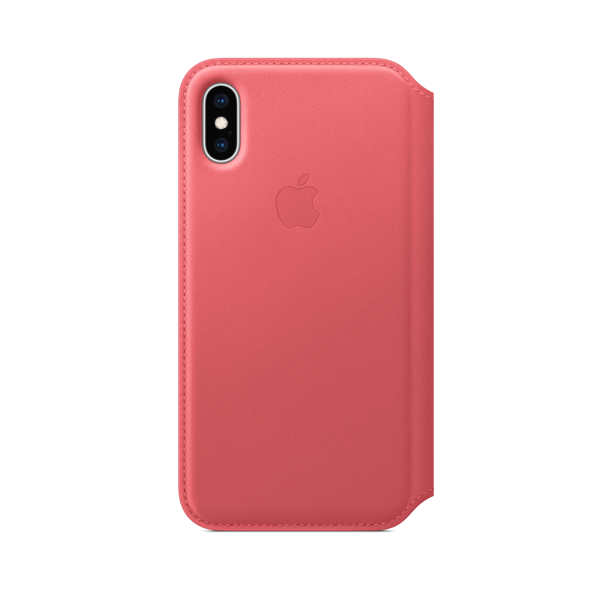 iPhone XS Leather Folio — Peony Pink