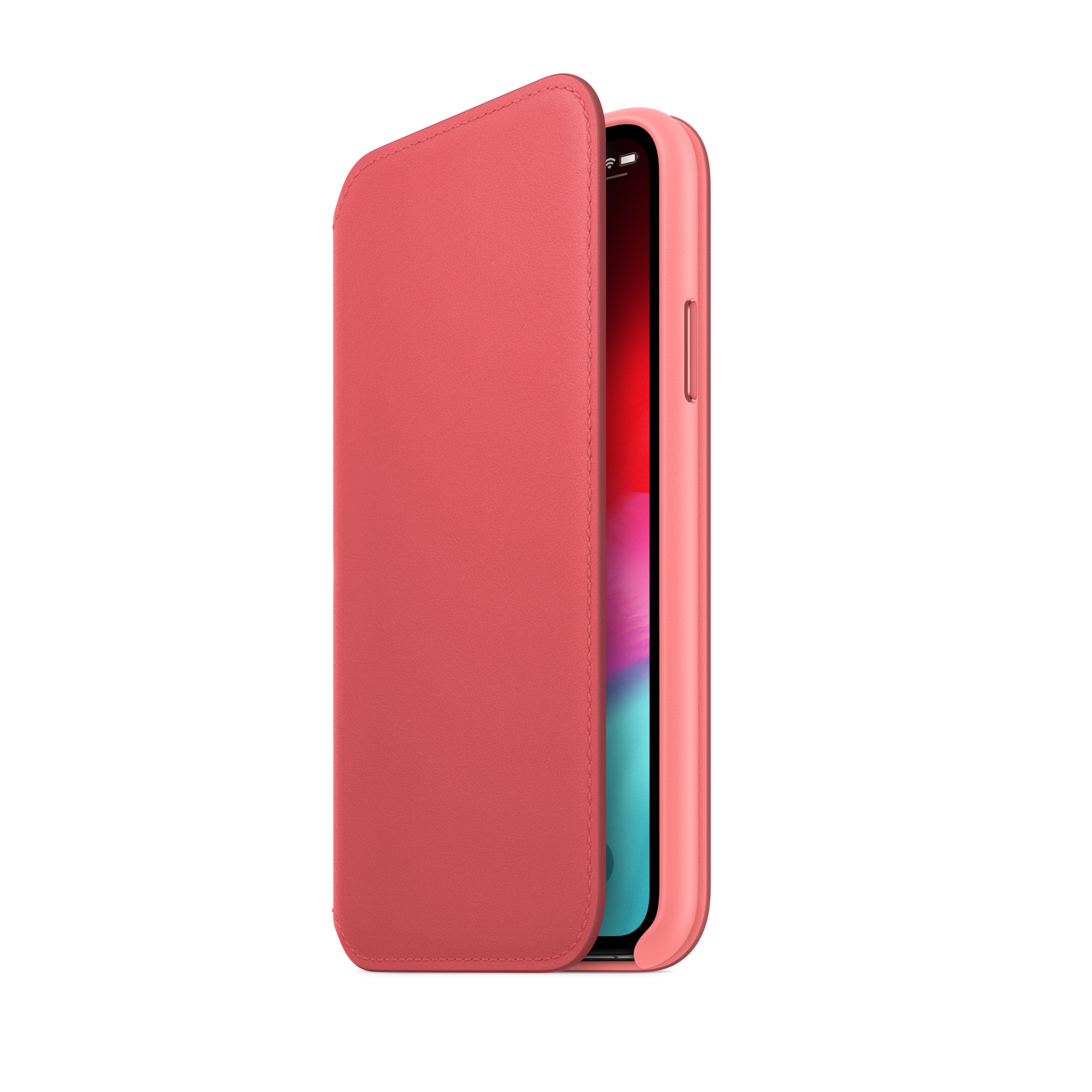 iPhone XS Leather Folio — Peony Pink
