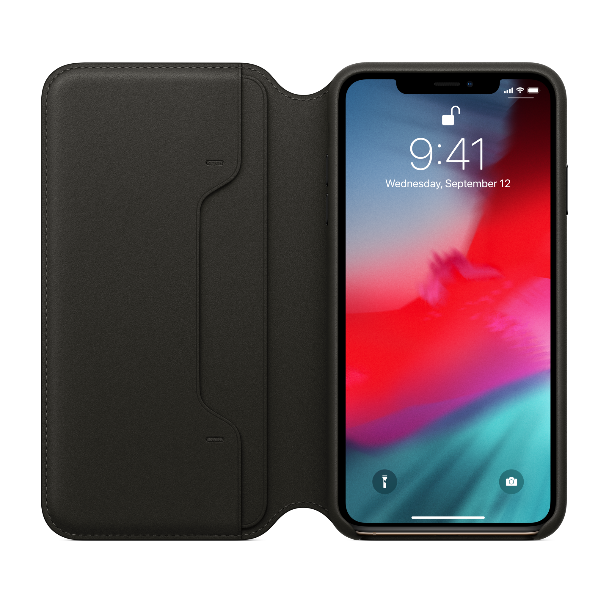 iPhone XS Max Leather Folio — Black