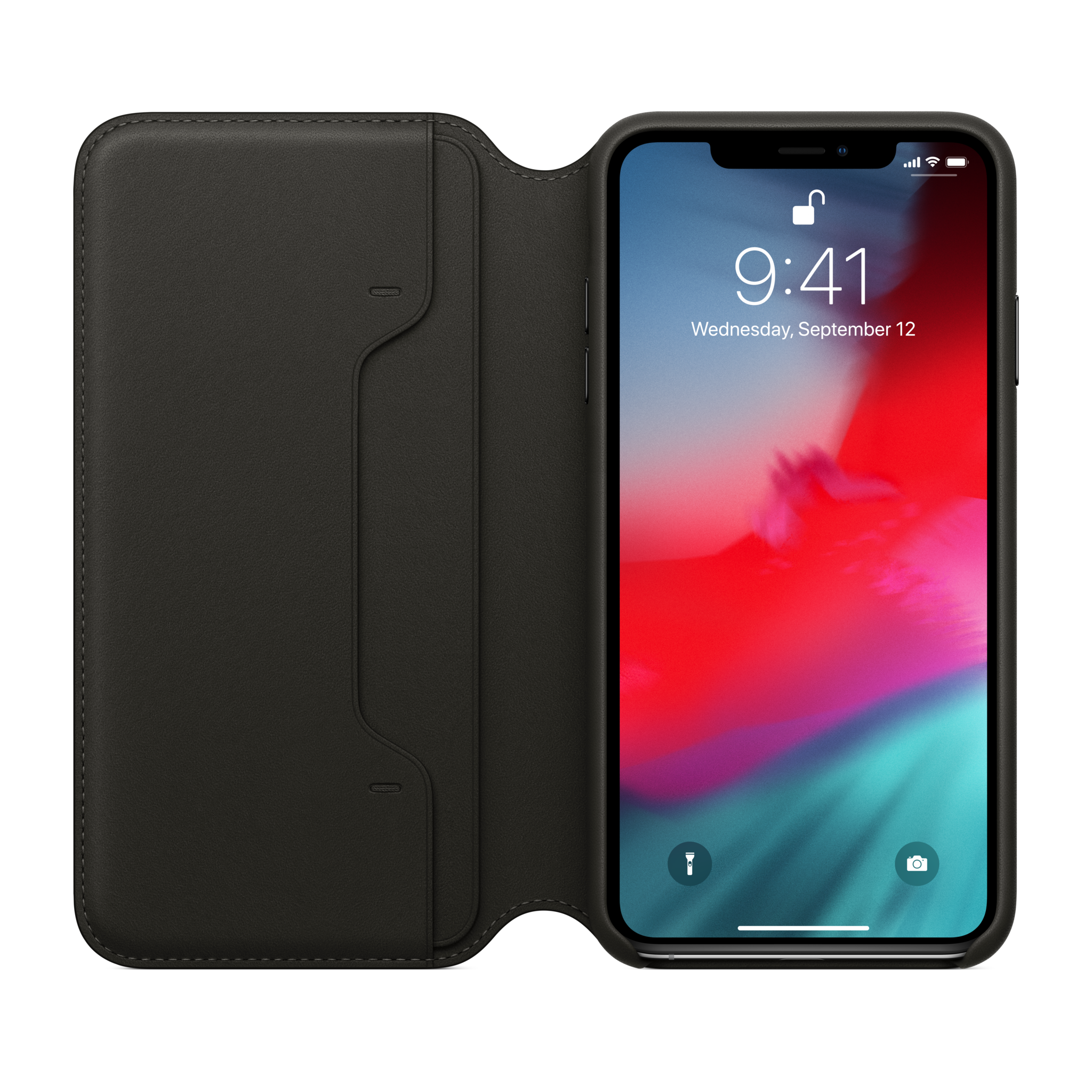 iPhone XS Max Leather Folio — Black
