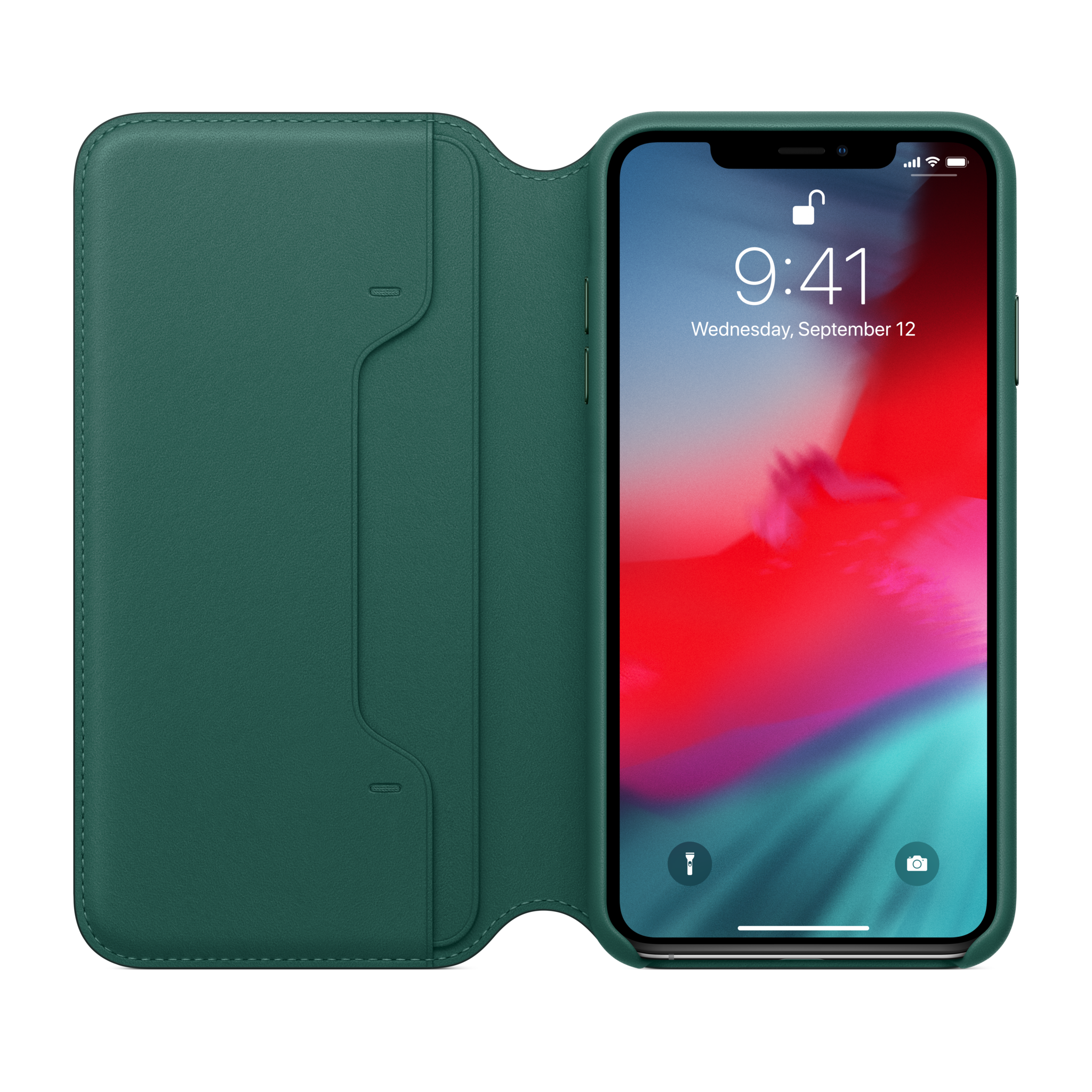 iPhone XS Max Leather Folio — Forest Green