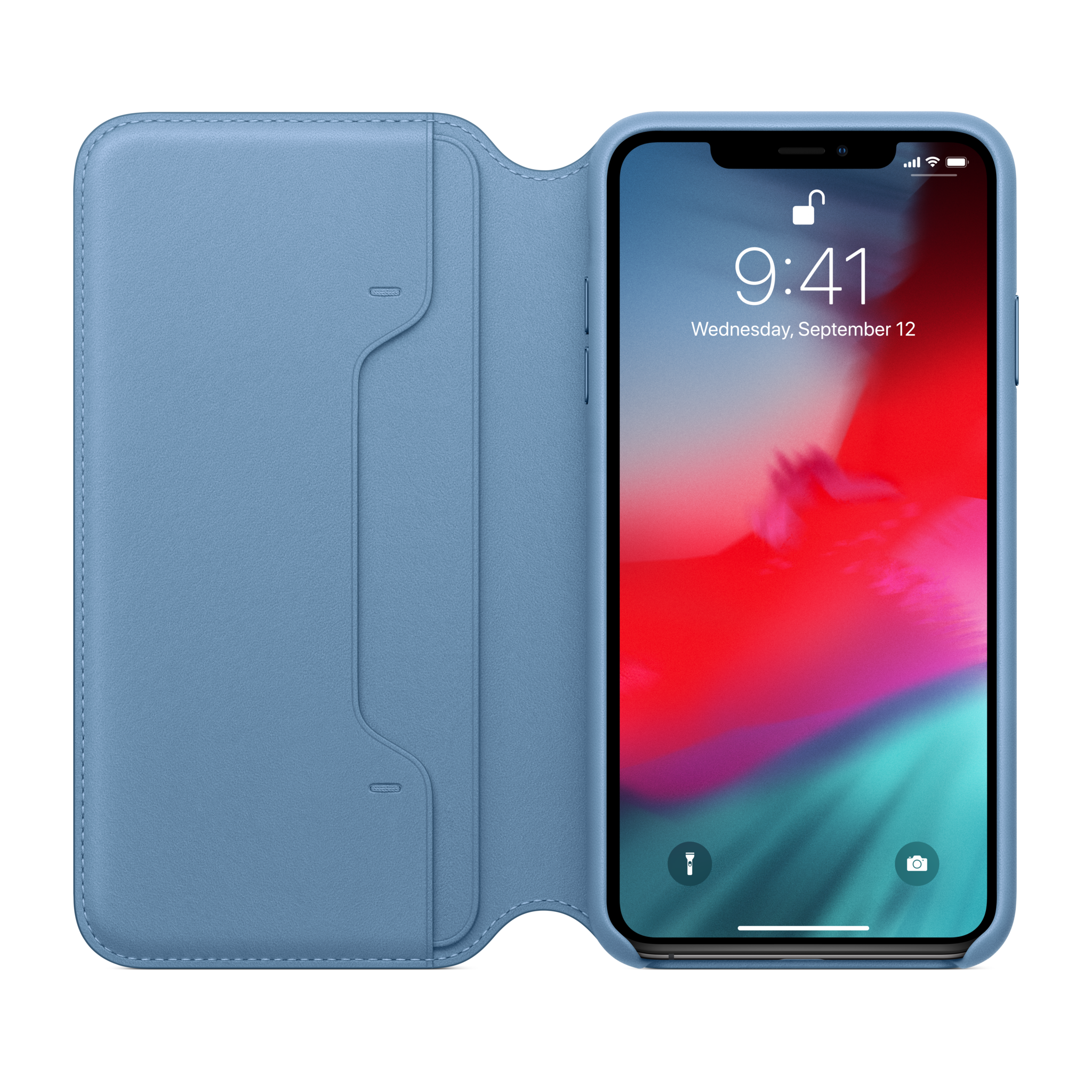 iPhone XS Max Leather Folio — Cape Cod Blue