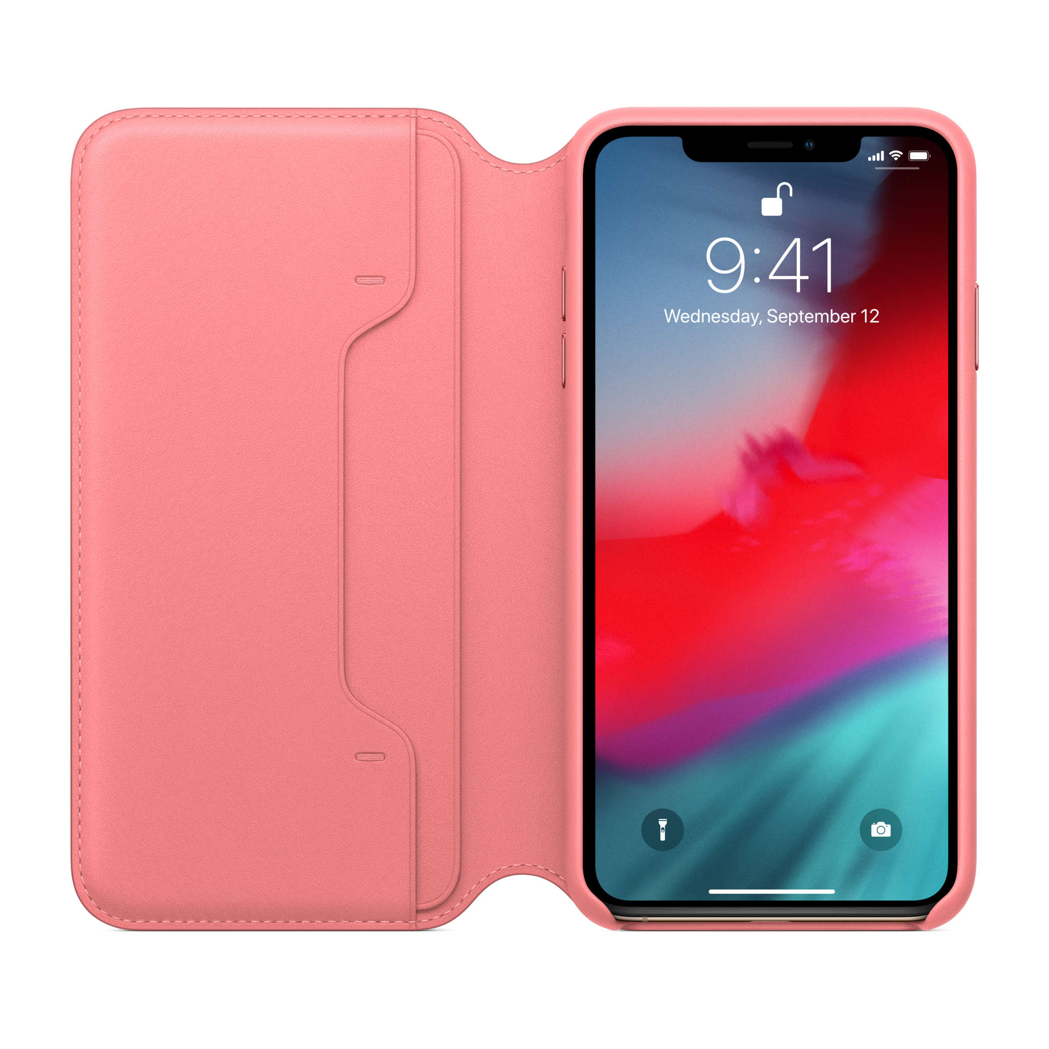 iPhone XS Max Leather Folio — Peony Pink