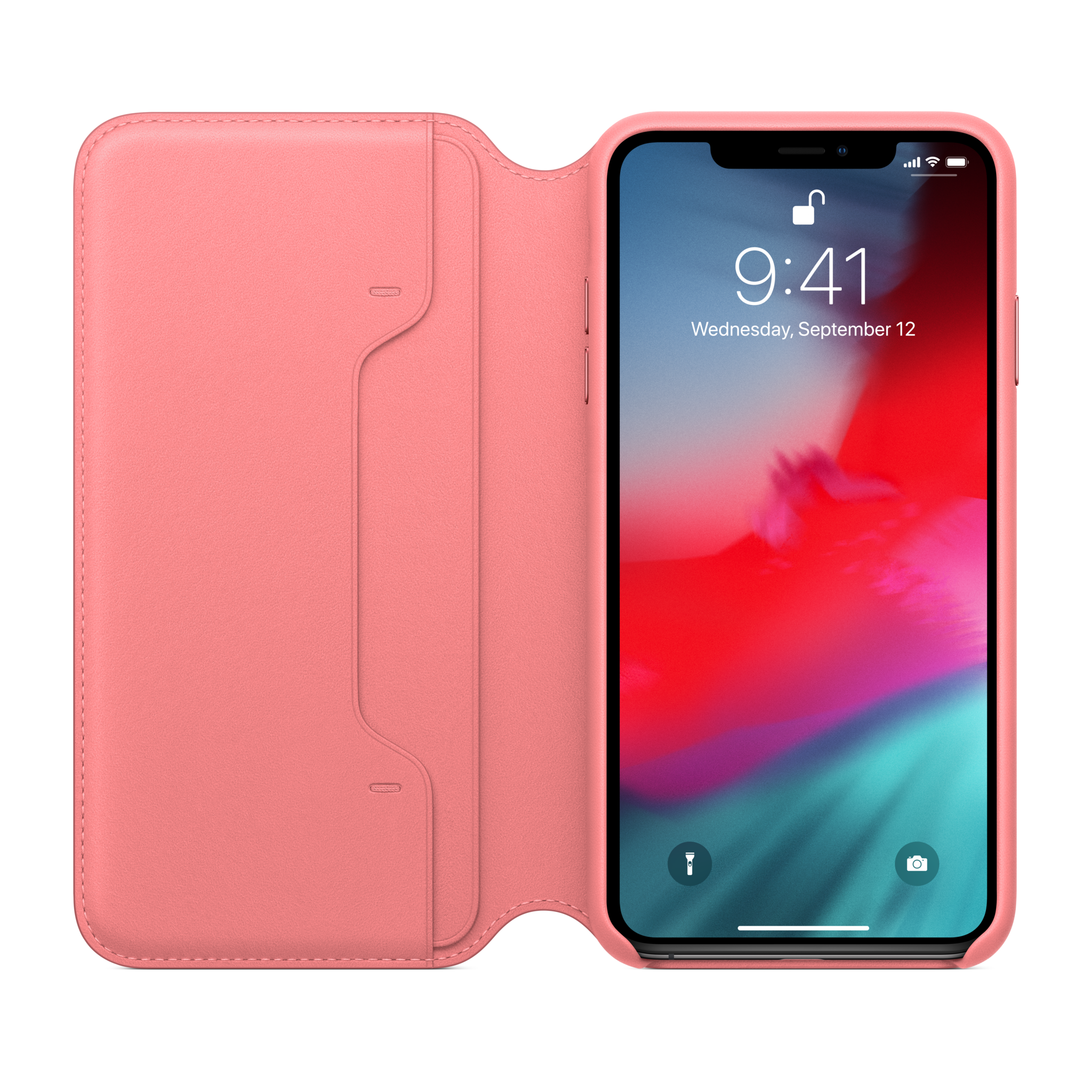 iPhone XS Max Leather Folio — Peony Pink