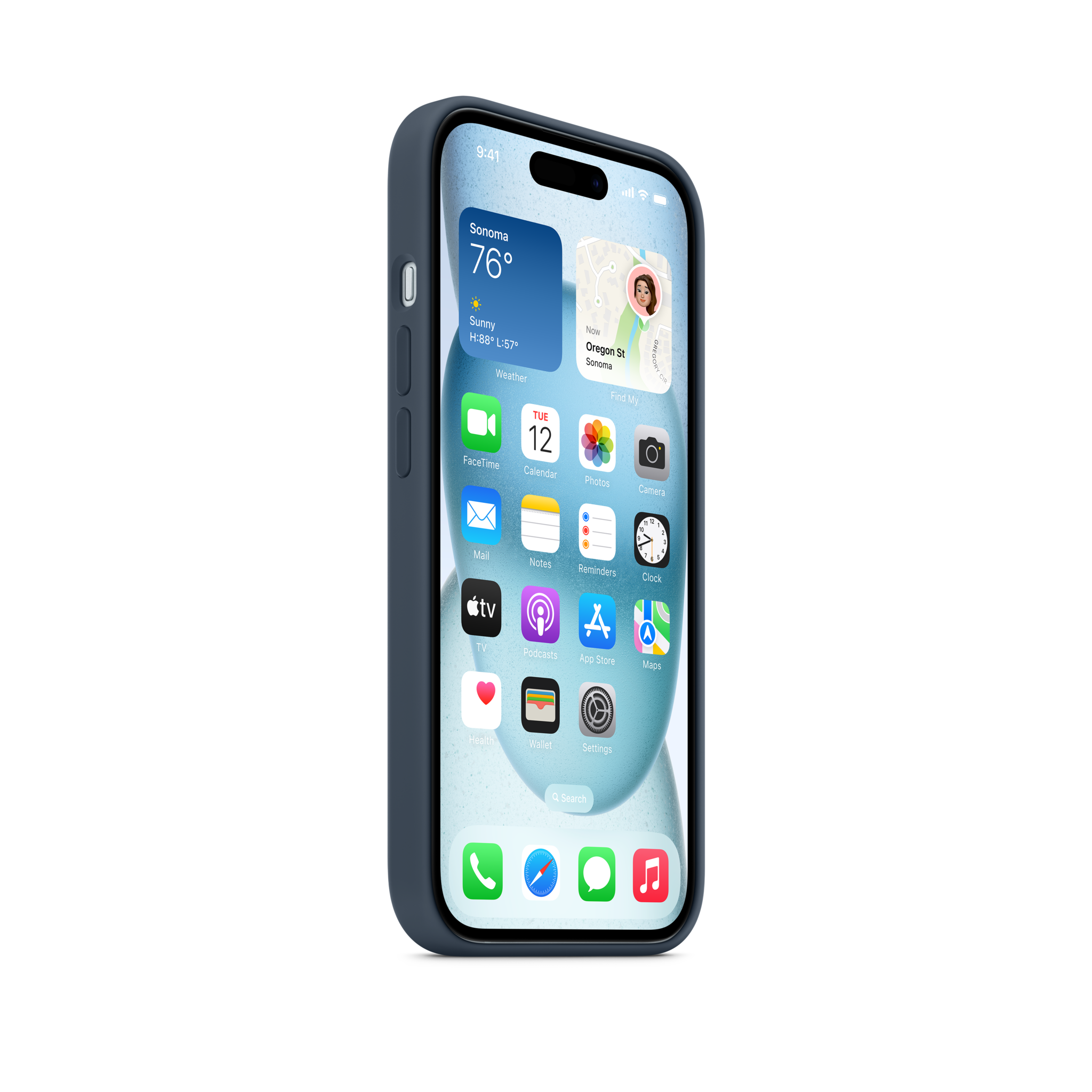 iPhone 15 Silicone Case with MagSafe — Storm Blue