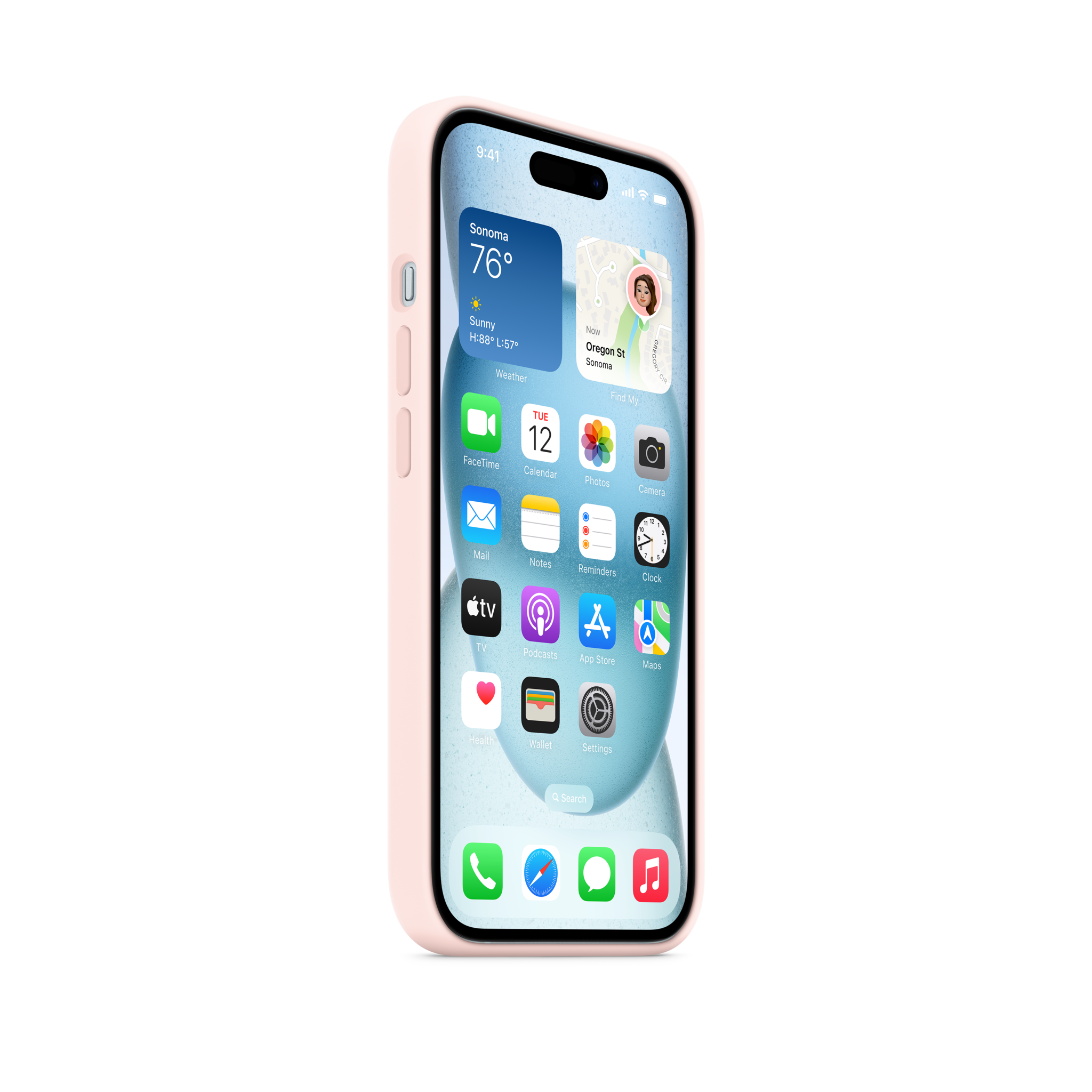 iPhone 15 Silicone Case with MagSafe — Light Pink