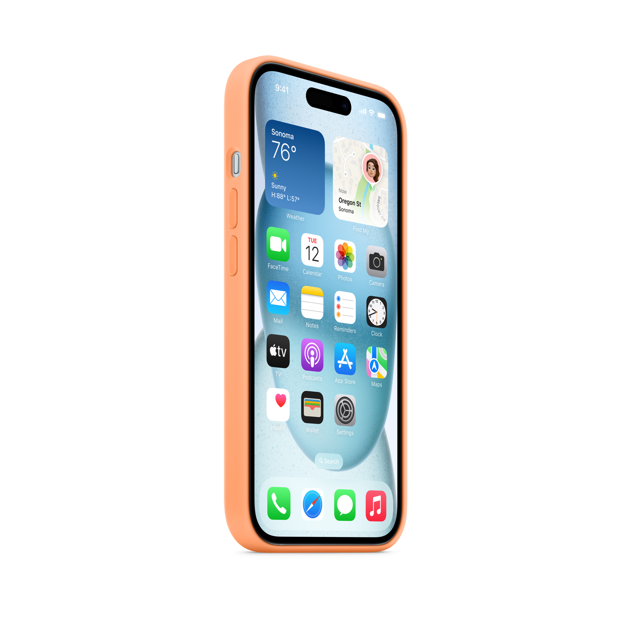 iPhone 15 Silicone Case with MagSafe — Orange Sorbet