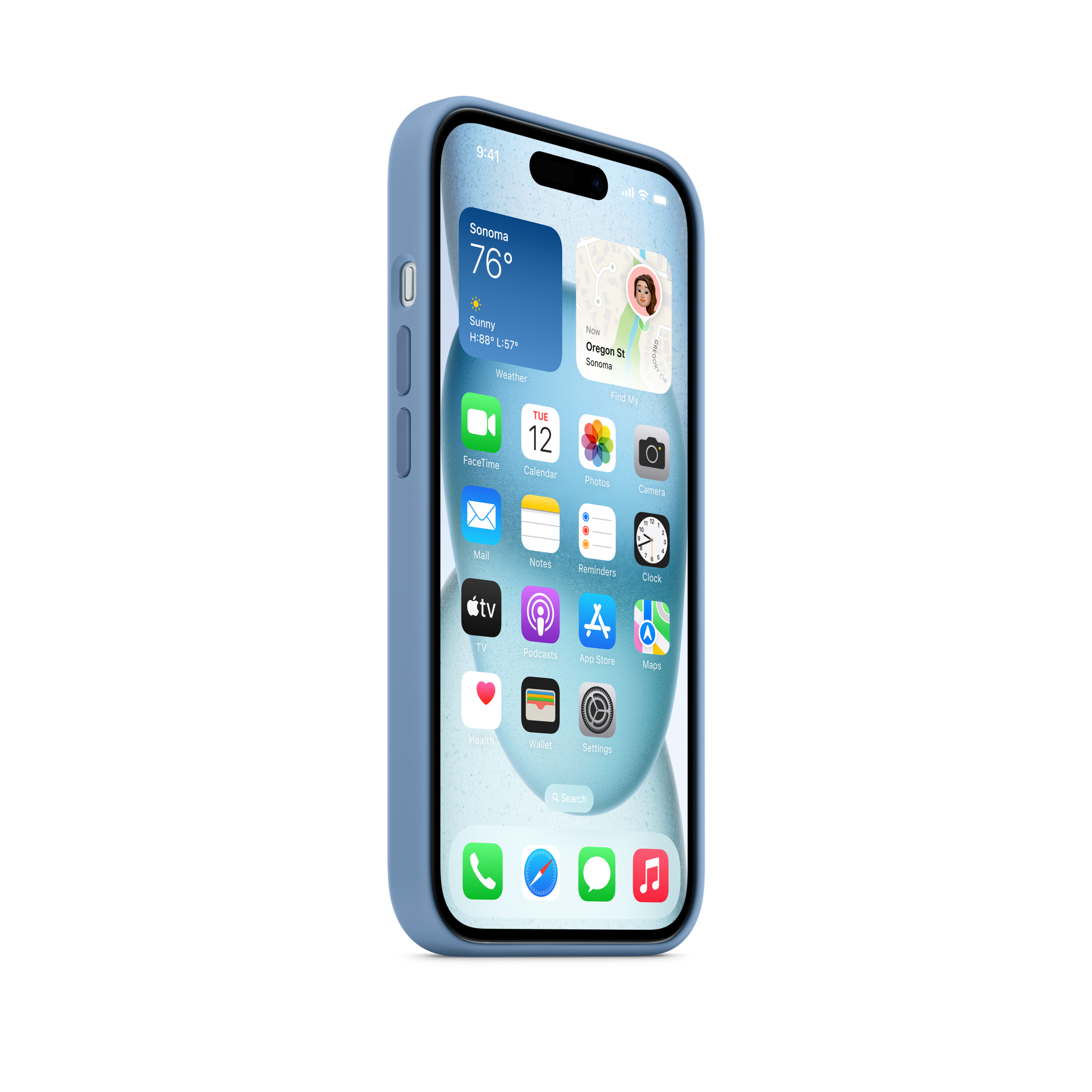 iPhone 15 Silicone Case with MagSafe — Winter Blue