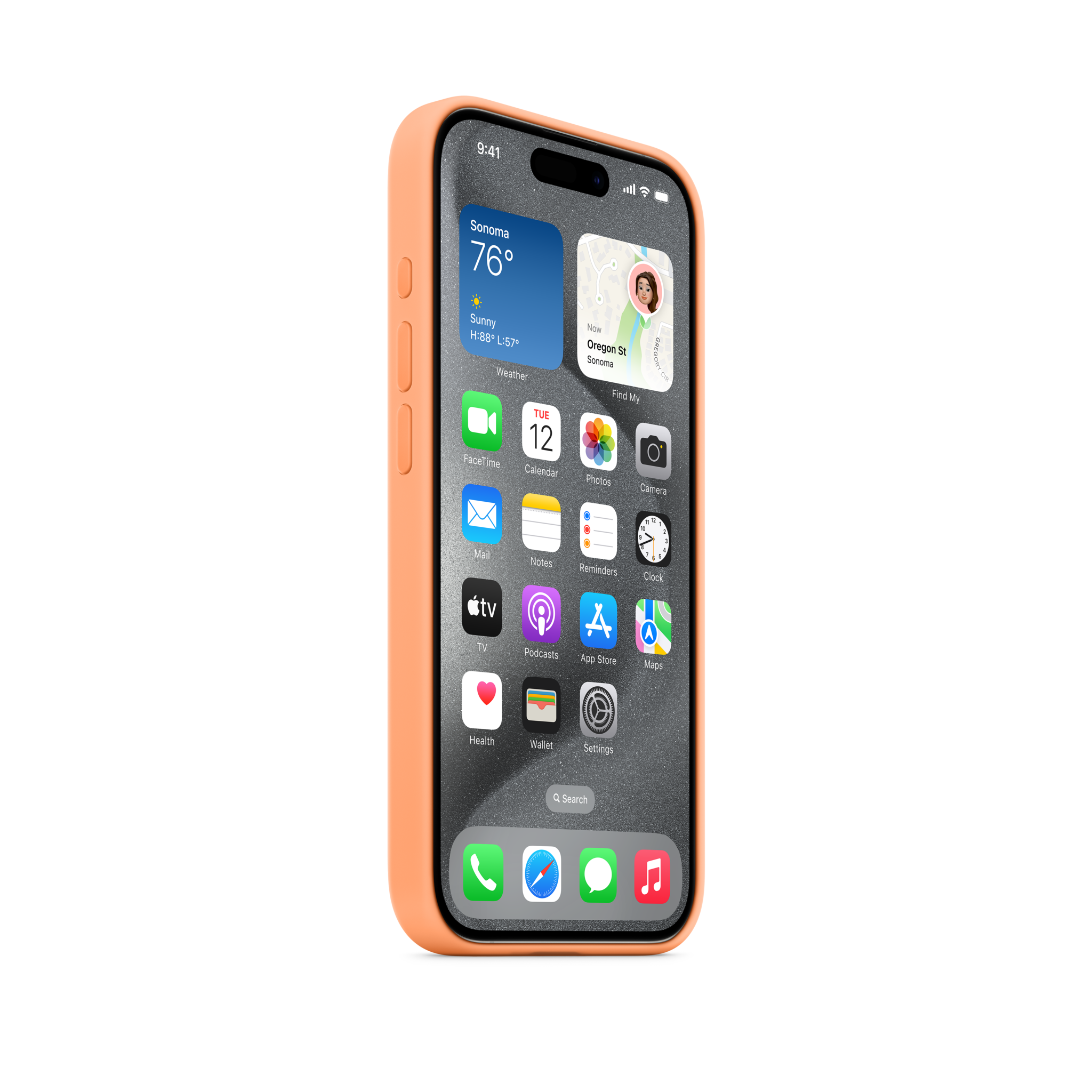 iPhone 15 Pro Silicone Case with MagSafe — Orange Sorbet