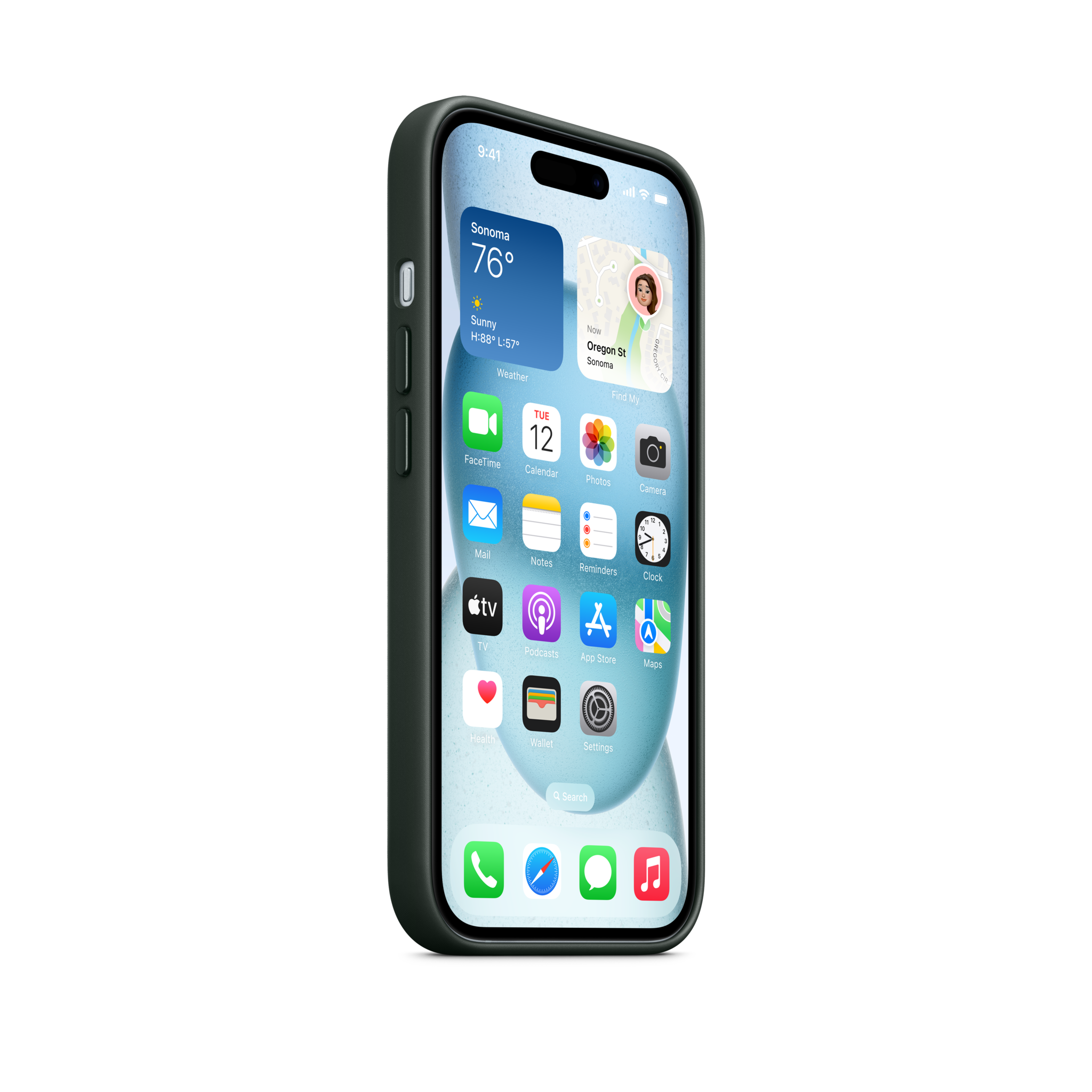 iPhone 15 FineWoven Case with MagSafe — Evergreen