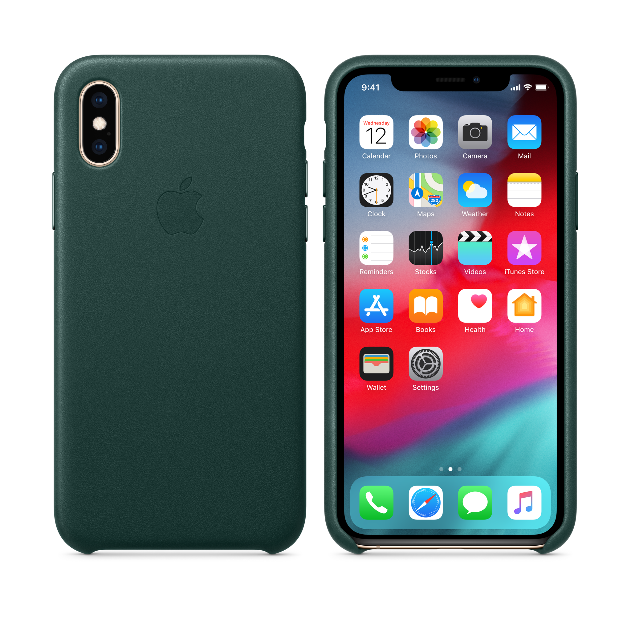 iPhone XS Leather Case — Forest Green