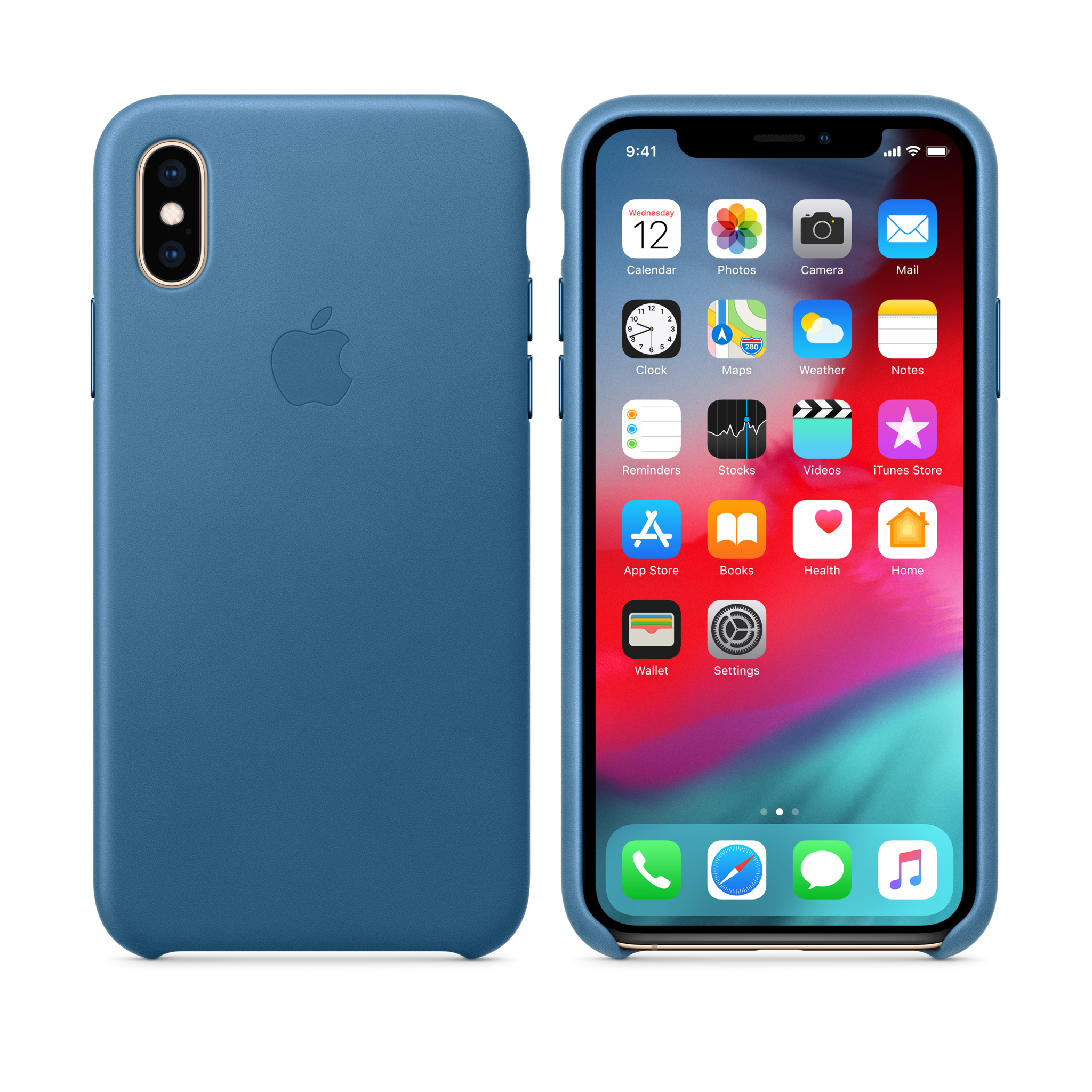 iPhone XS Leather Case — Cape Cod Blue