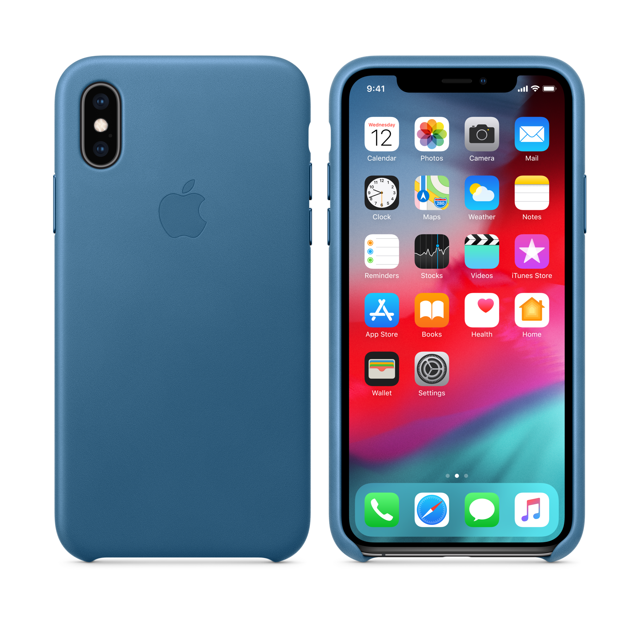 iPhone XS Leather Case — Cape Cod Blue