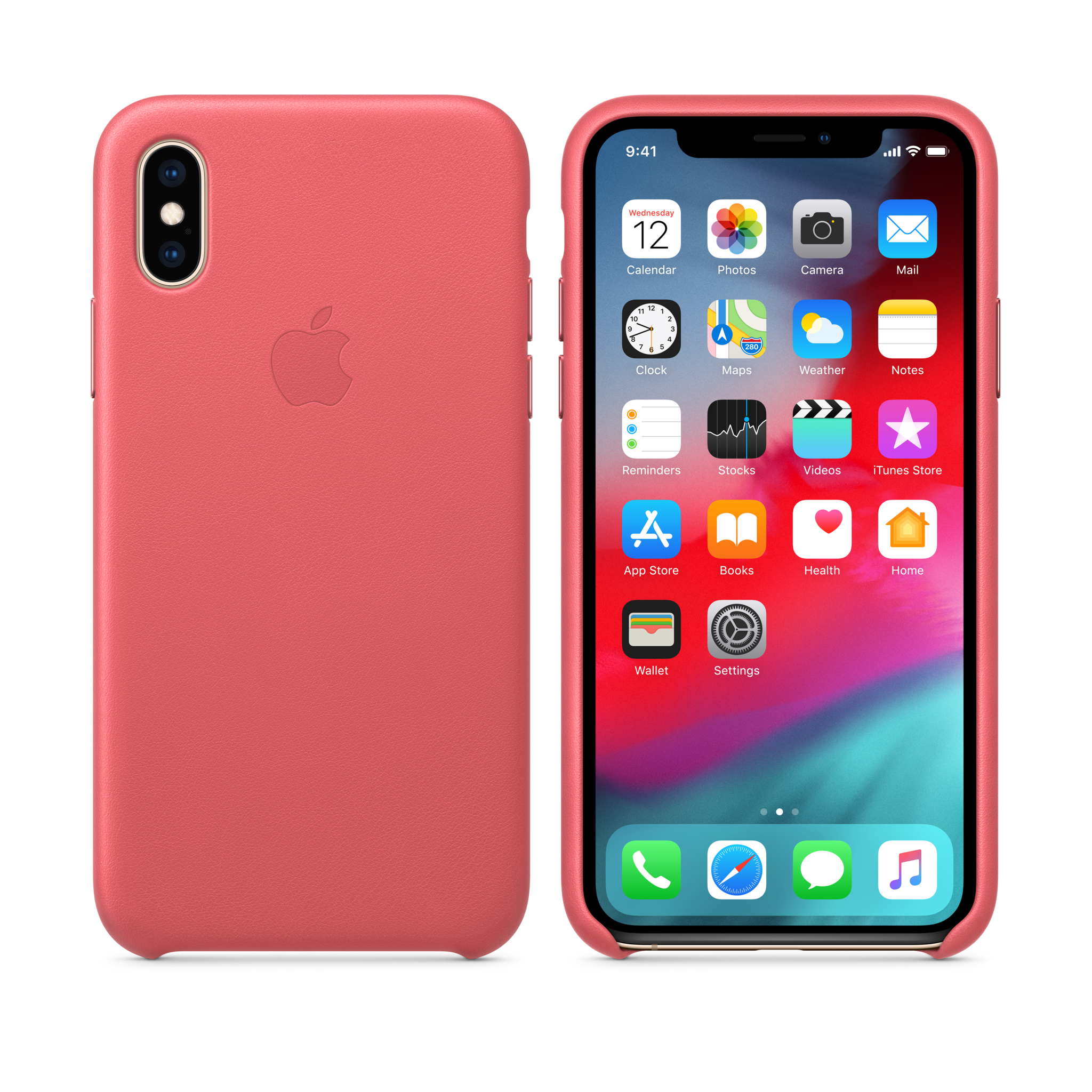 iPhone XS Leather Case — Peony Pink