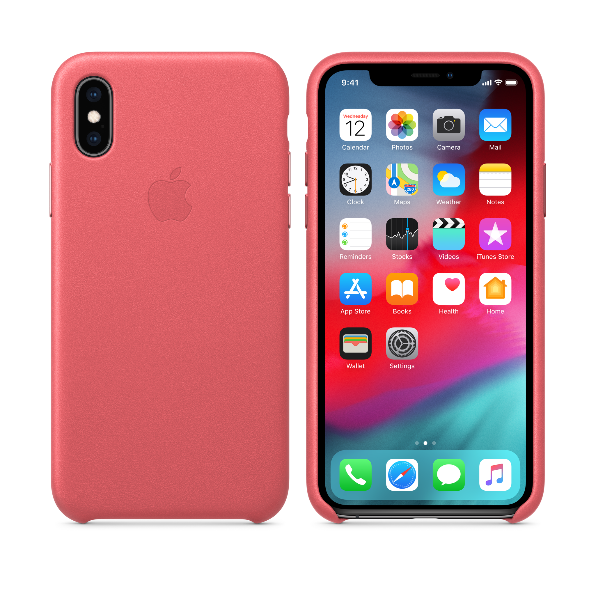 iPhone XS Leather Case — Peony Pink