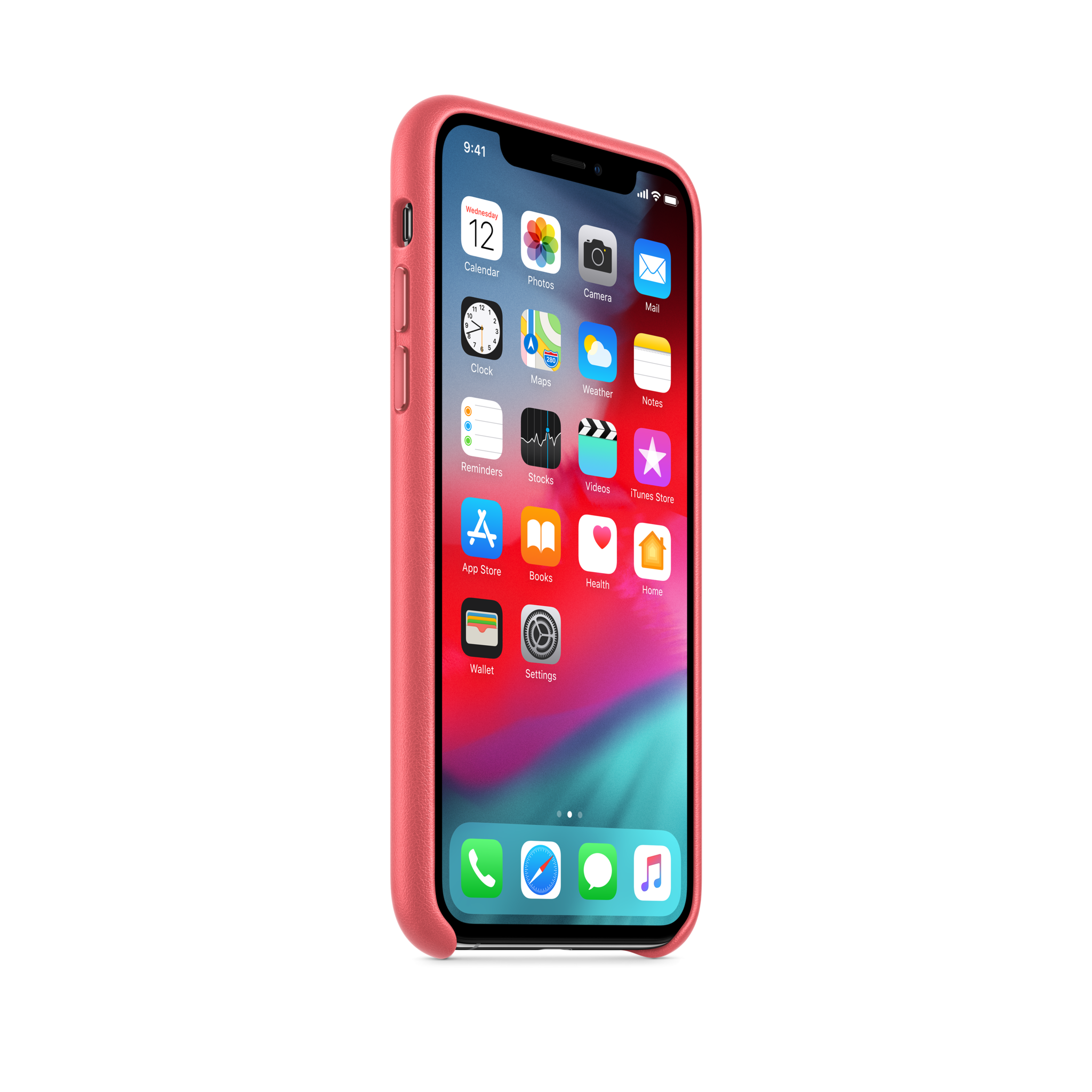 iPhone XS Leather Case — Peony Pink