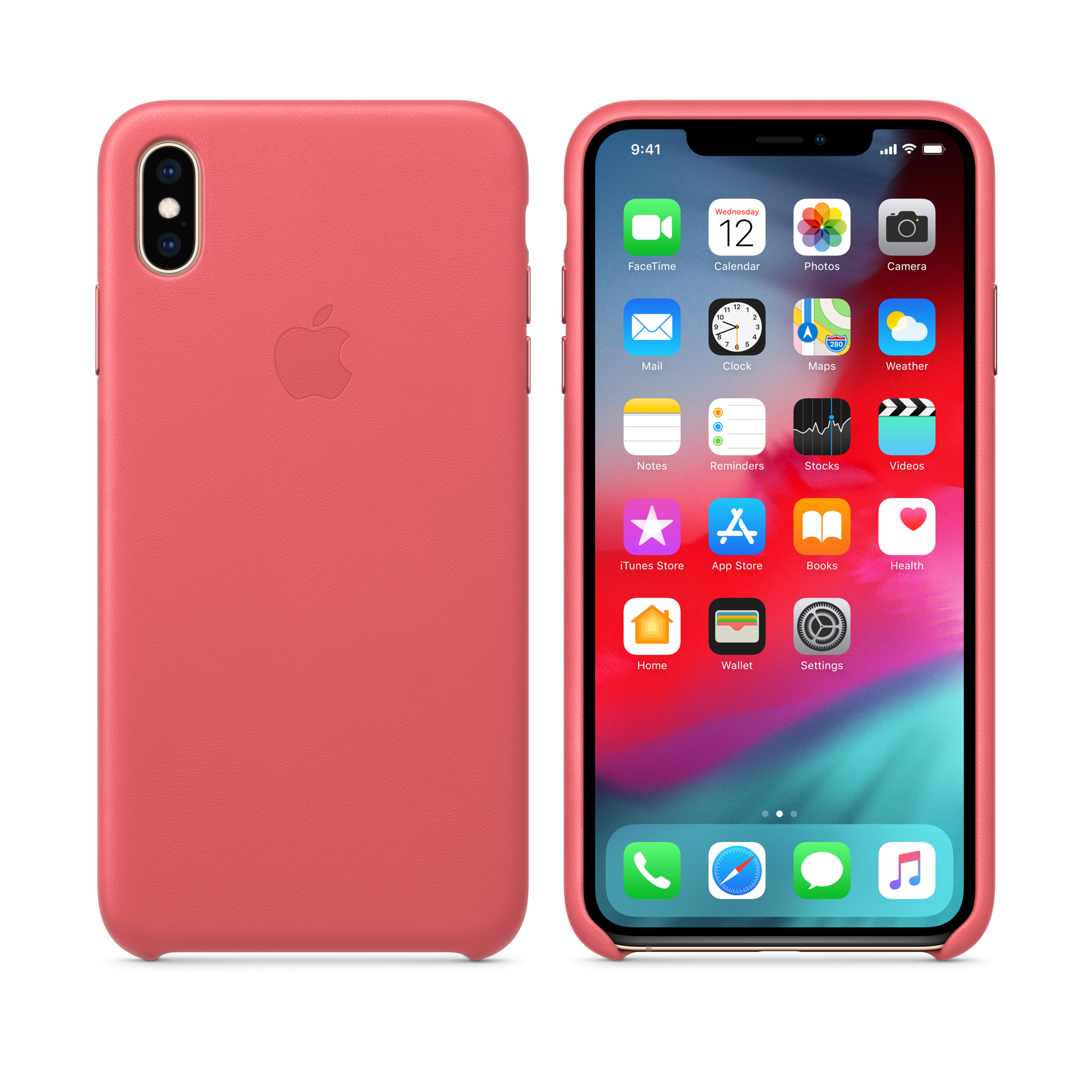 iPhone XS Max Leather Case — Peony Pink