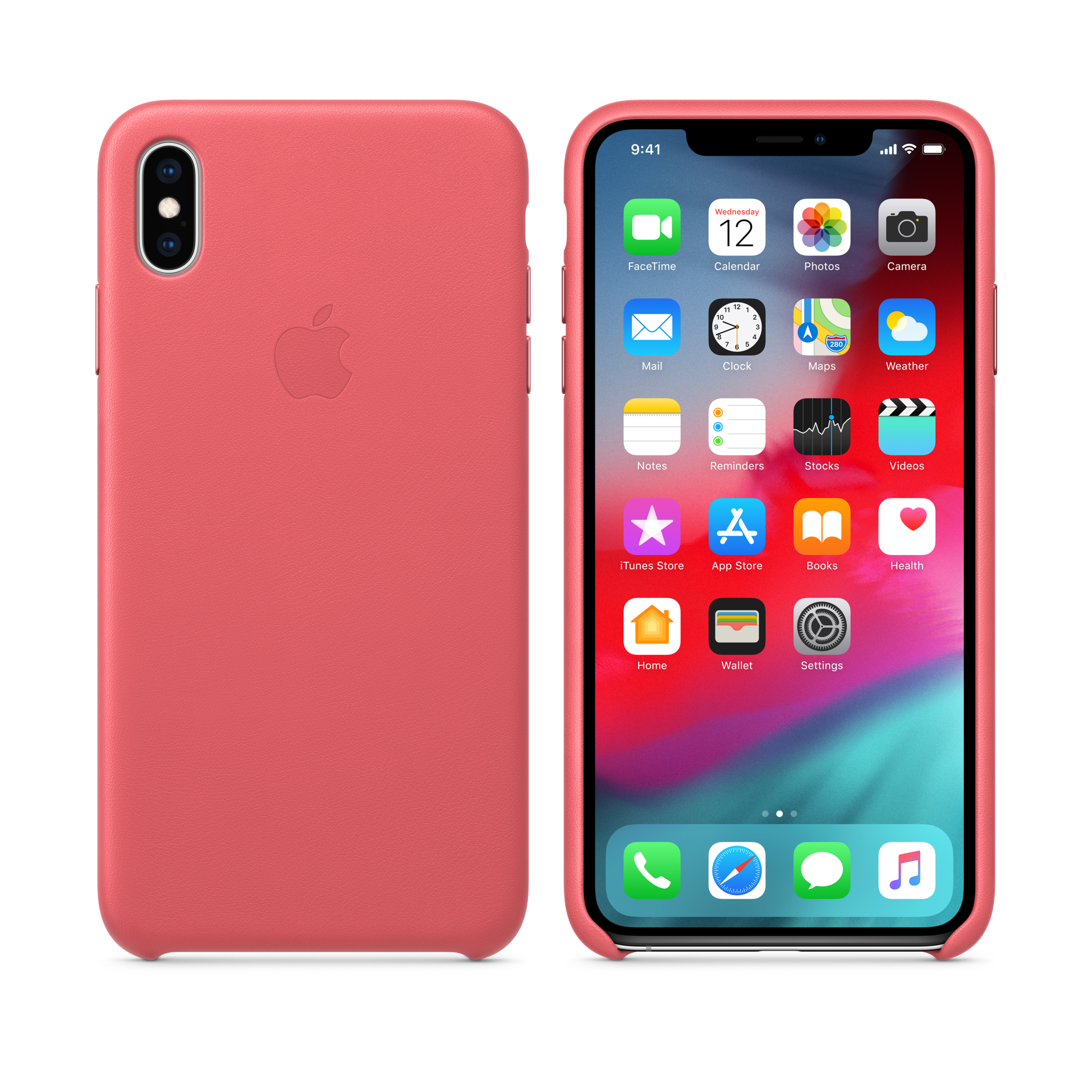 iPhone XS Max Leather Case — Peony Pink