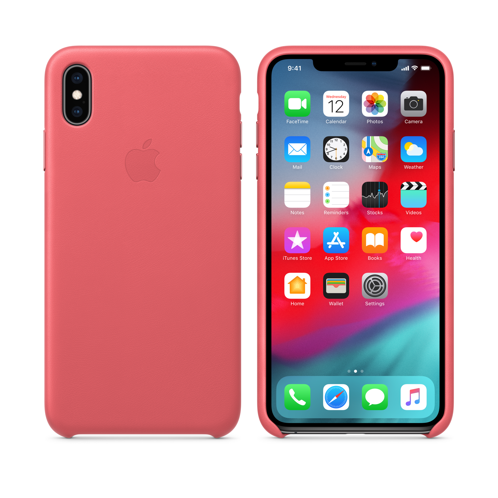 iPhone XS Max Leather Case — Peony Pink