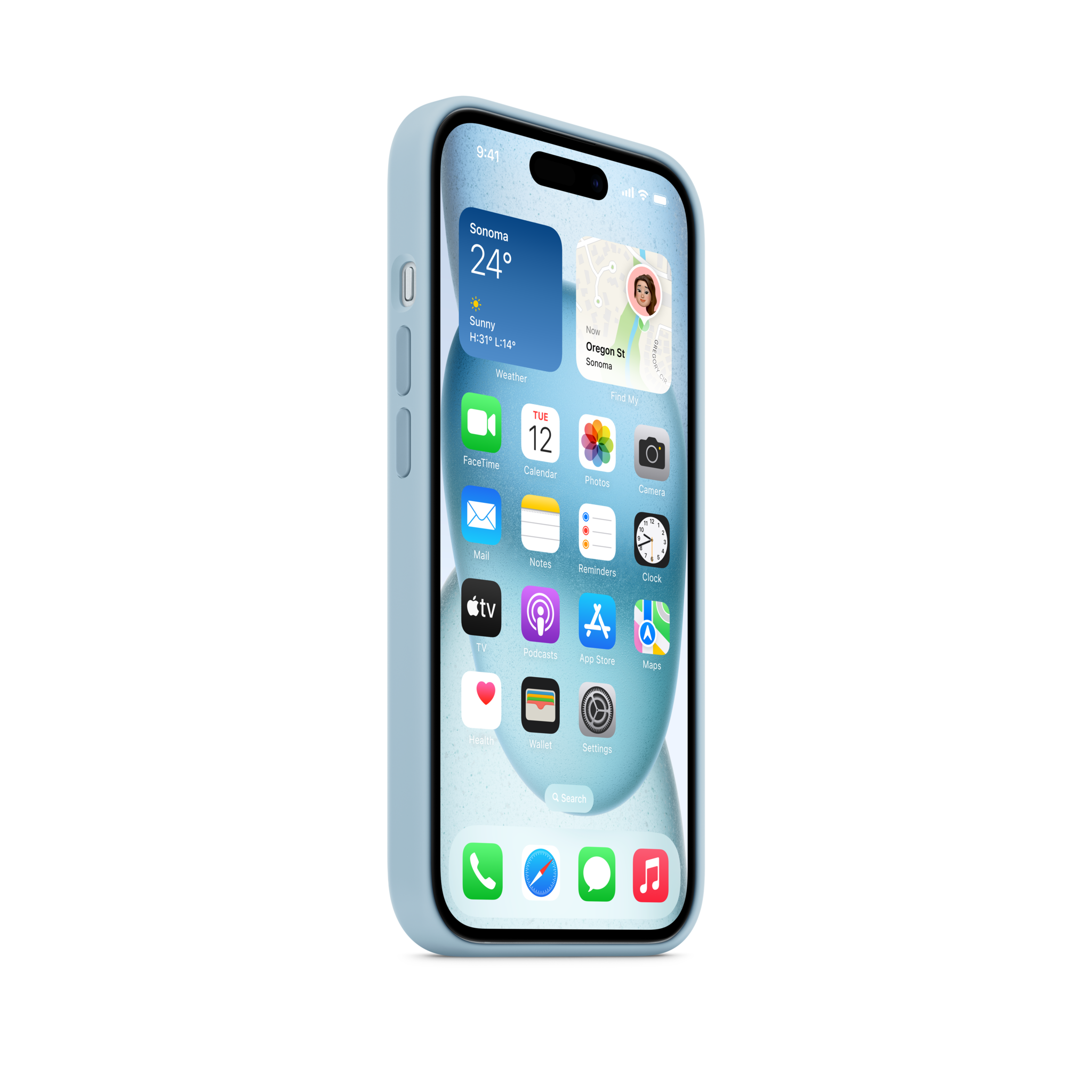 iPhone 15 Silicone Case with MagSafe — Light Blue