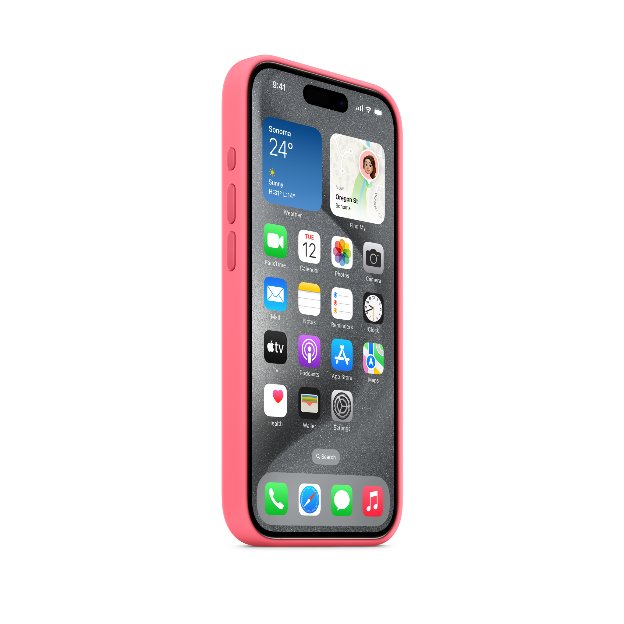 iPhone 15 Pro Silicone Case with MagSafe — Pink