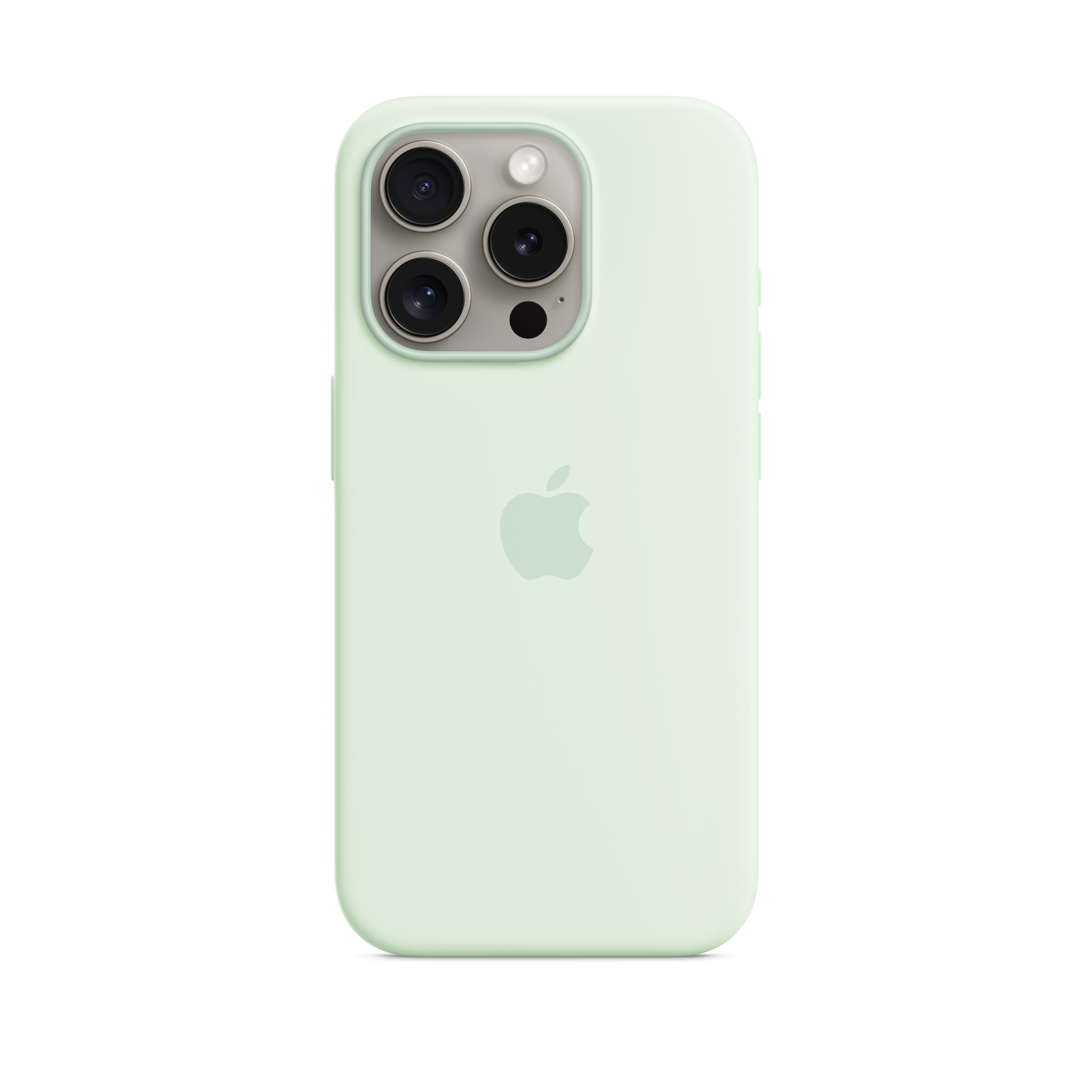 iPhone 15 Pro Silicone Case with MagSafe — Soft Mint