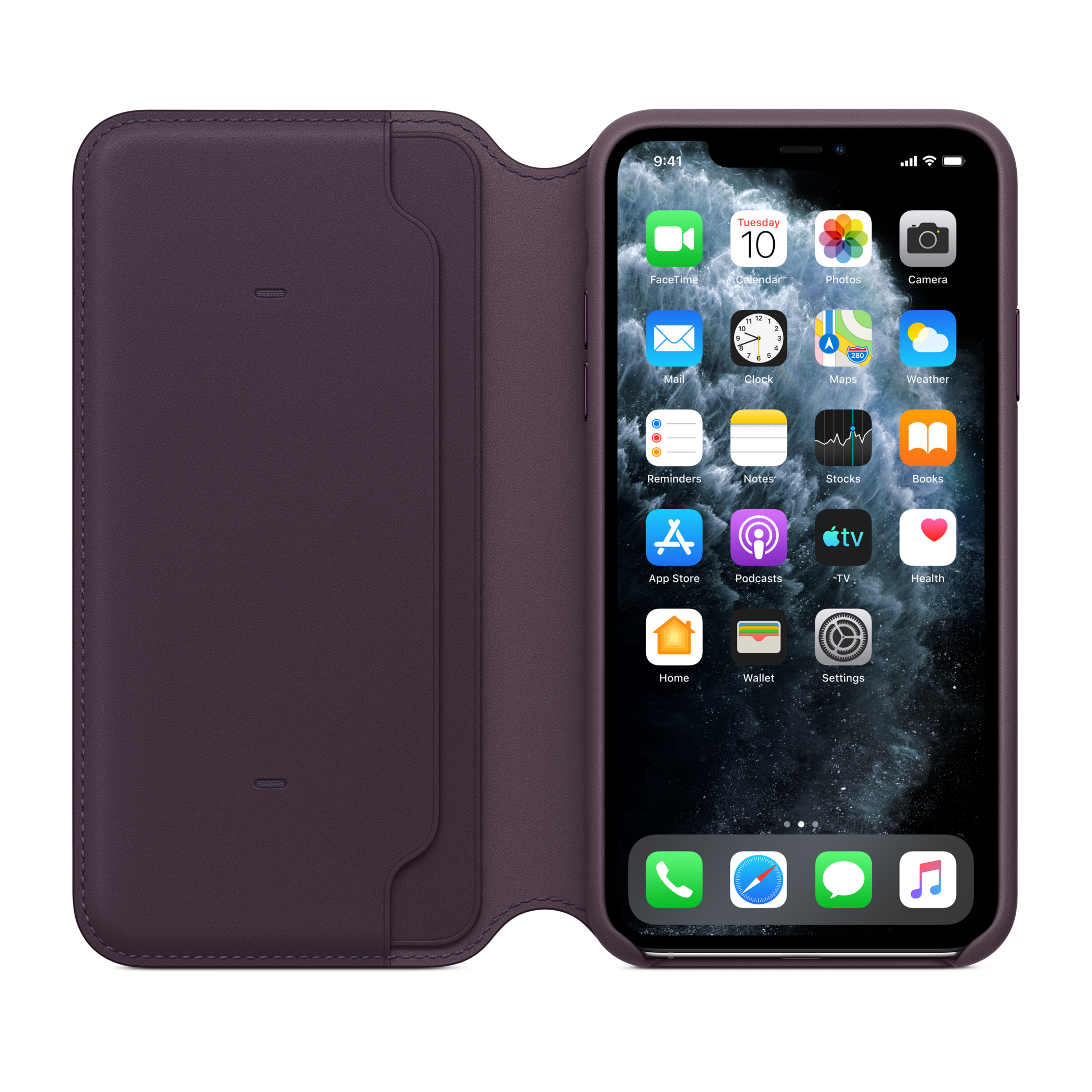 iPhone 11 Pro Max Leather Folio — Aubergine