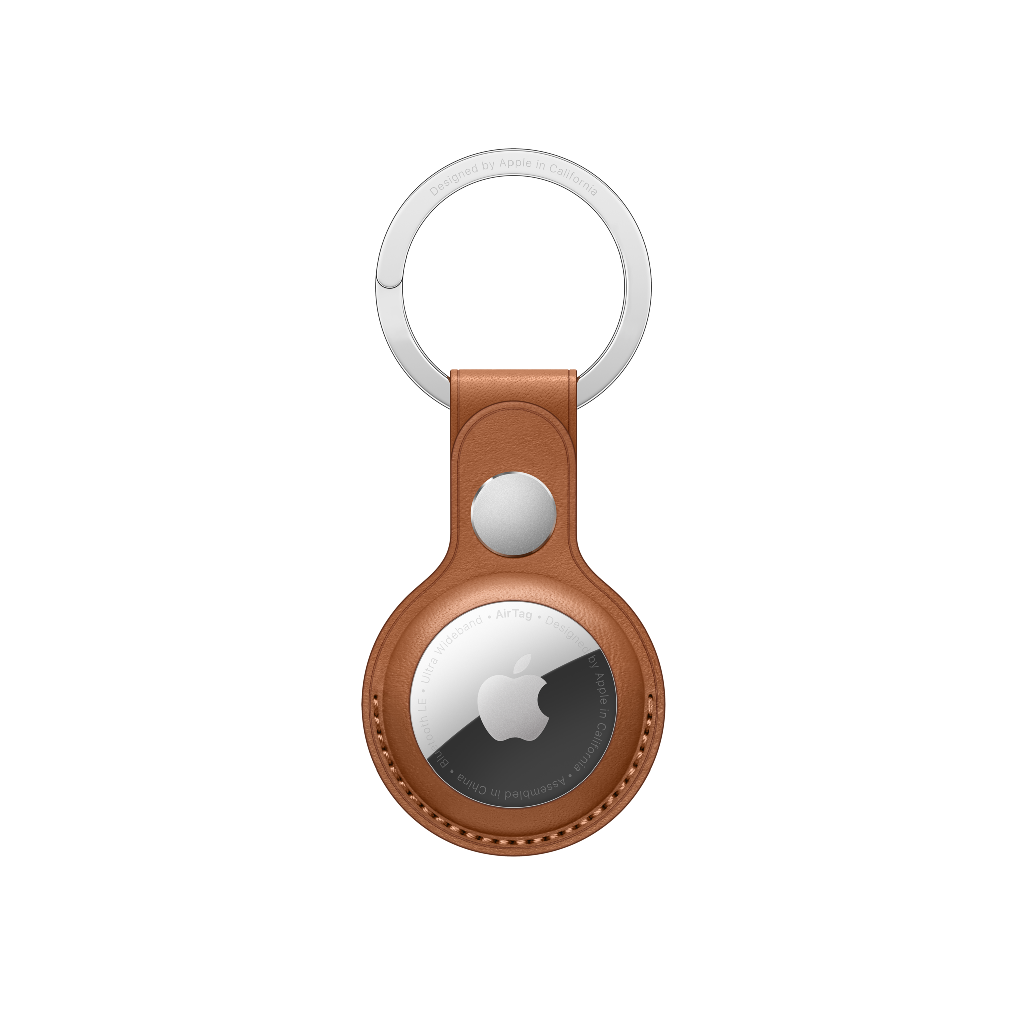 AirTag Leather Key Ring — Saddle Brown
