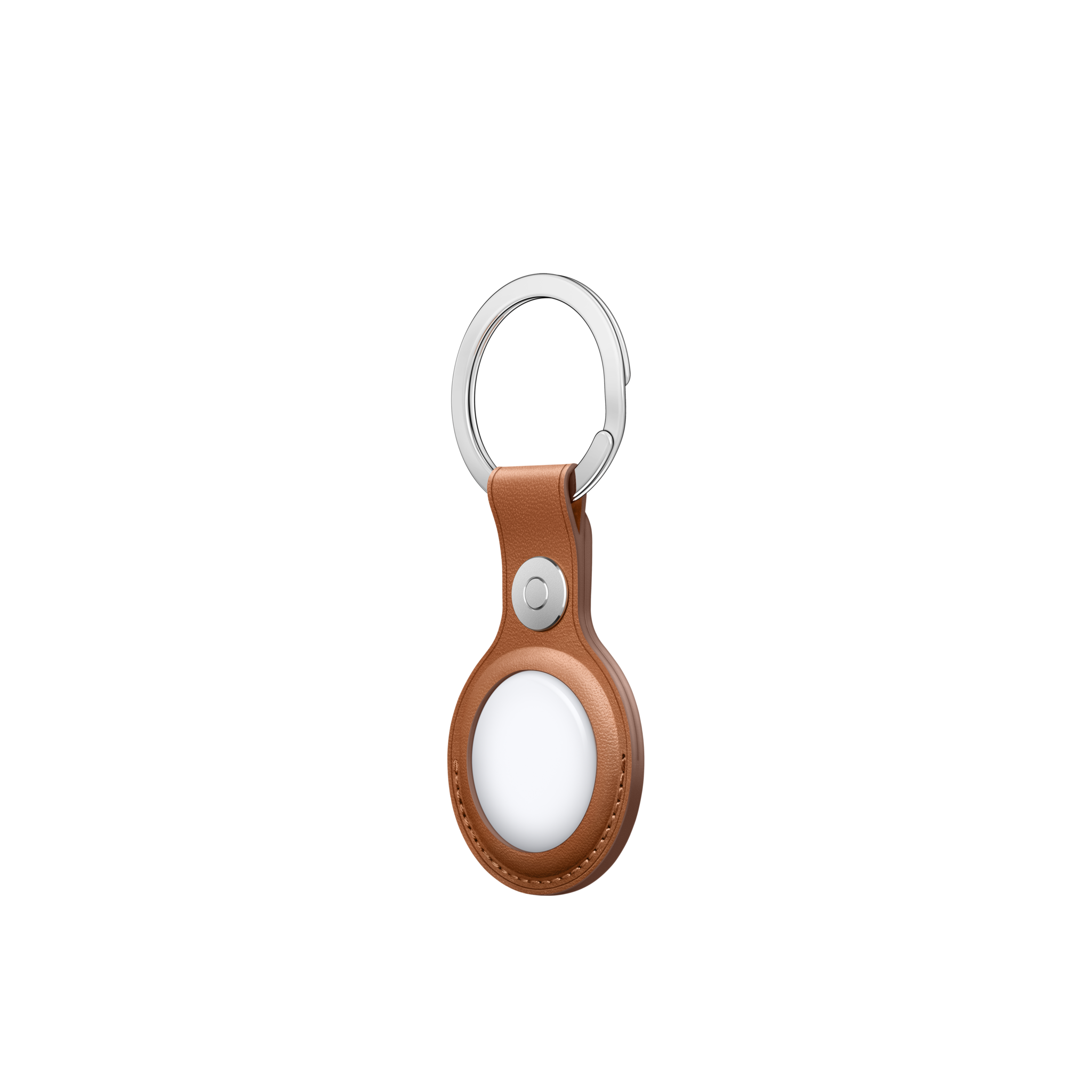 AirTag Leather Key Ring — Saddle Brown