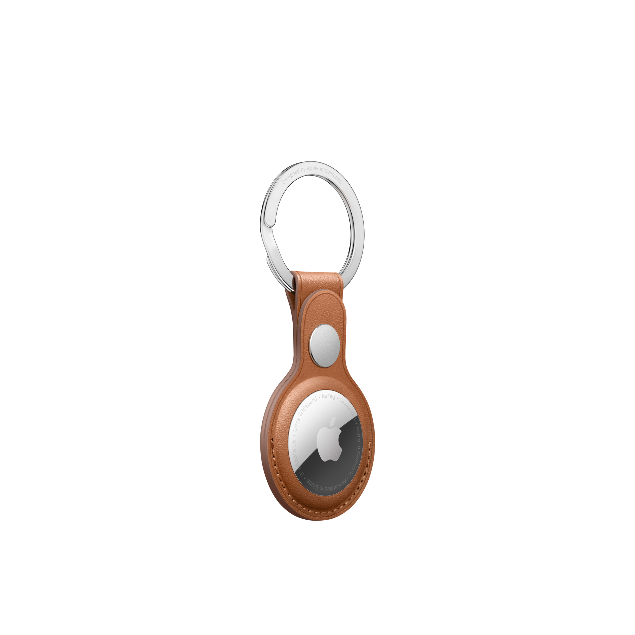 AirTag Leather Key Ring — Saddle Brown