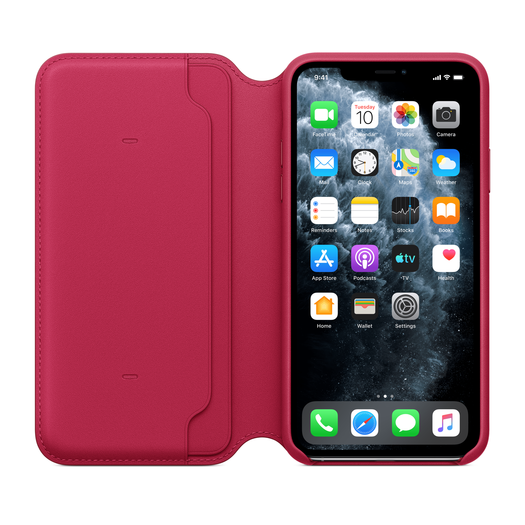 iPhone 11 Pro Max Leather Folio — Raspberry