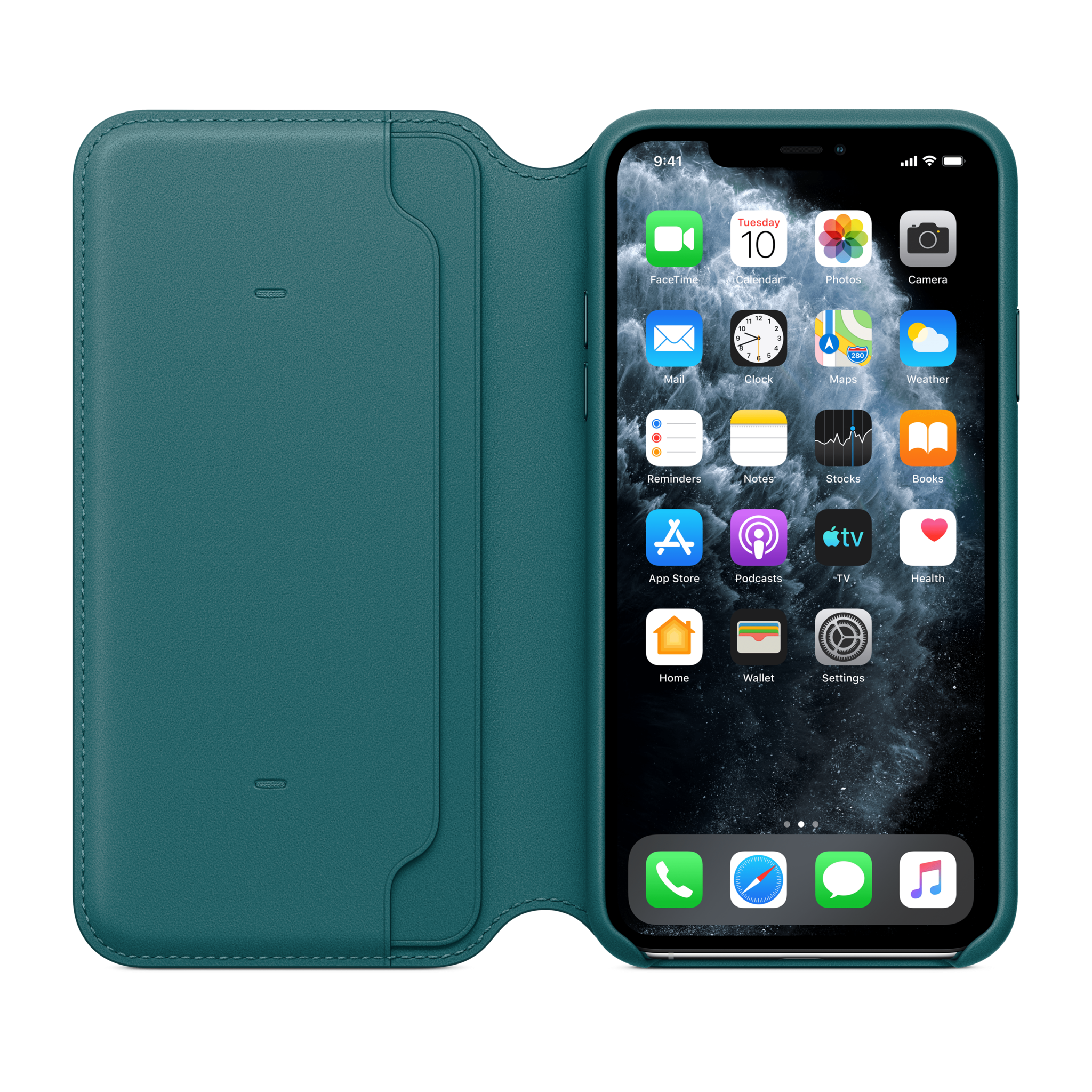 iPhone 11 Pro Max Leather Folio — Peacock