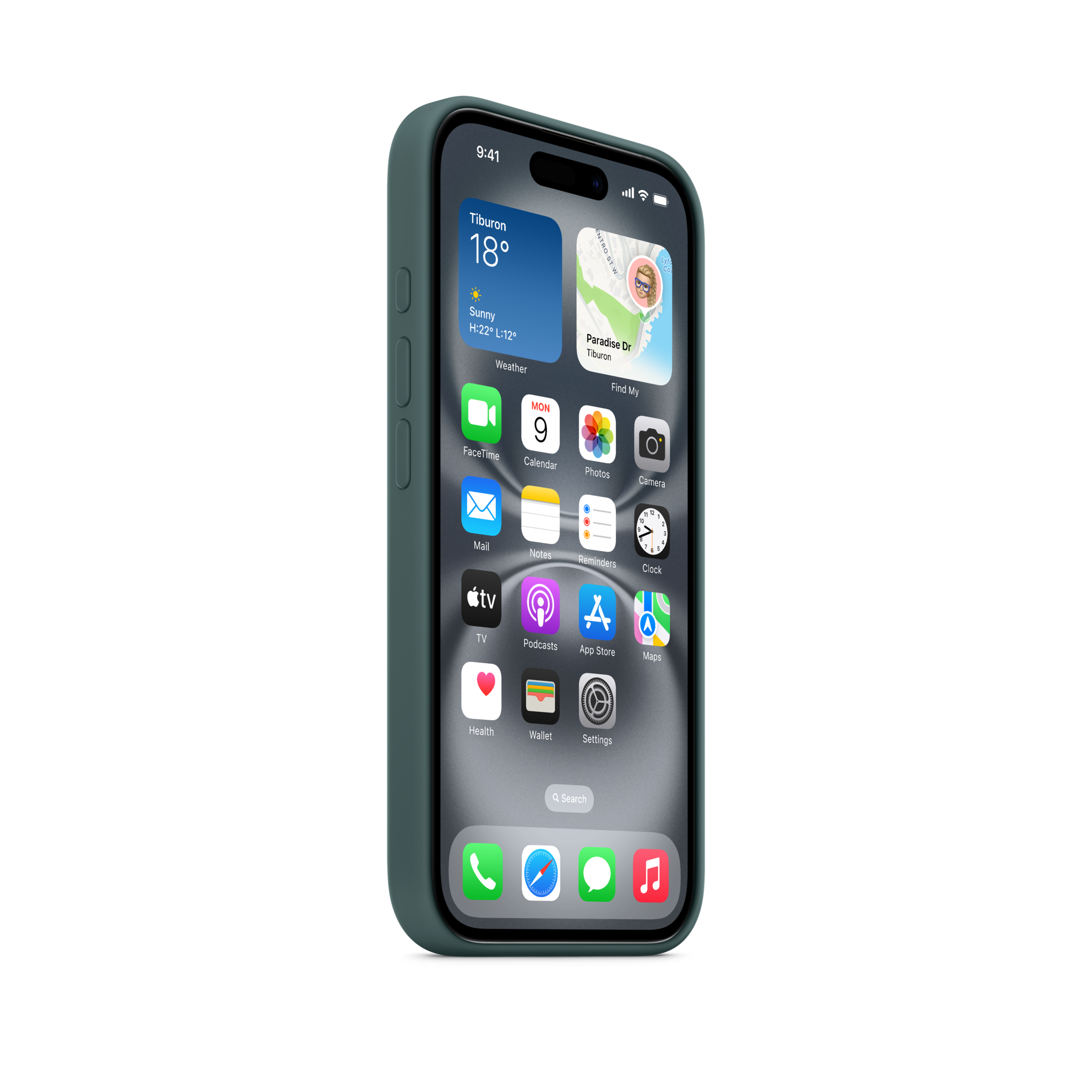iPhone 16 Silicone Case with MagSafe — Lake Green