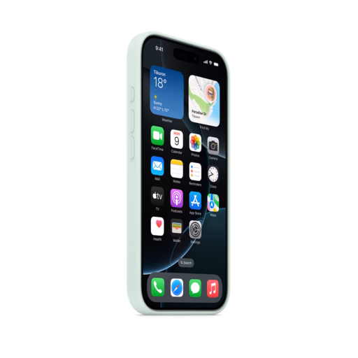 iPhone 16 Pro Silicone Case with MagSafe — Aquamarine